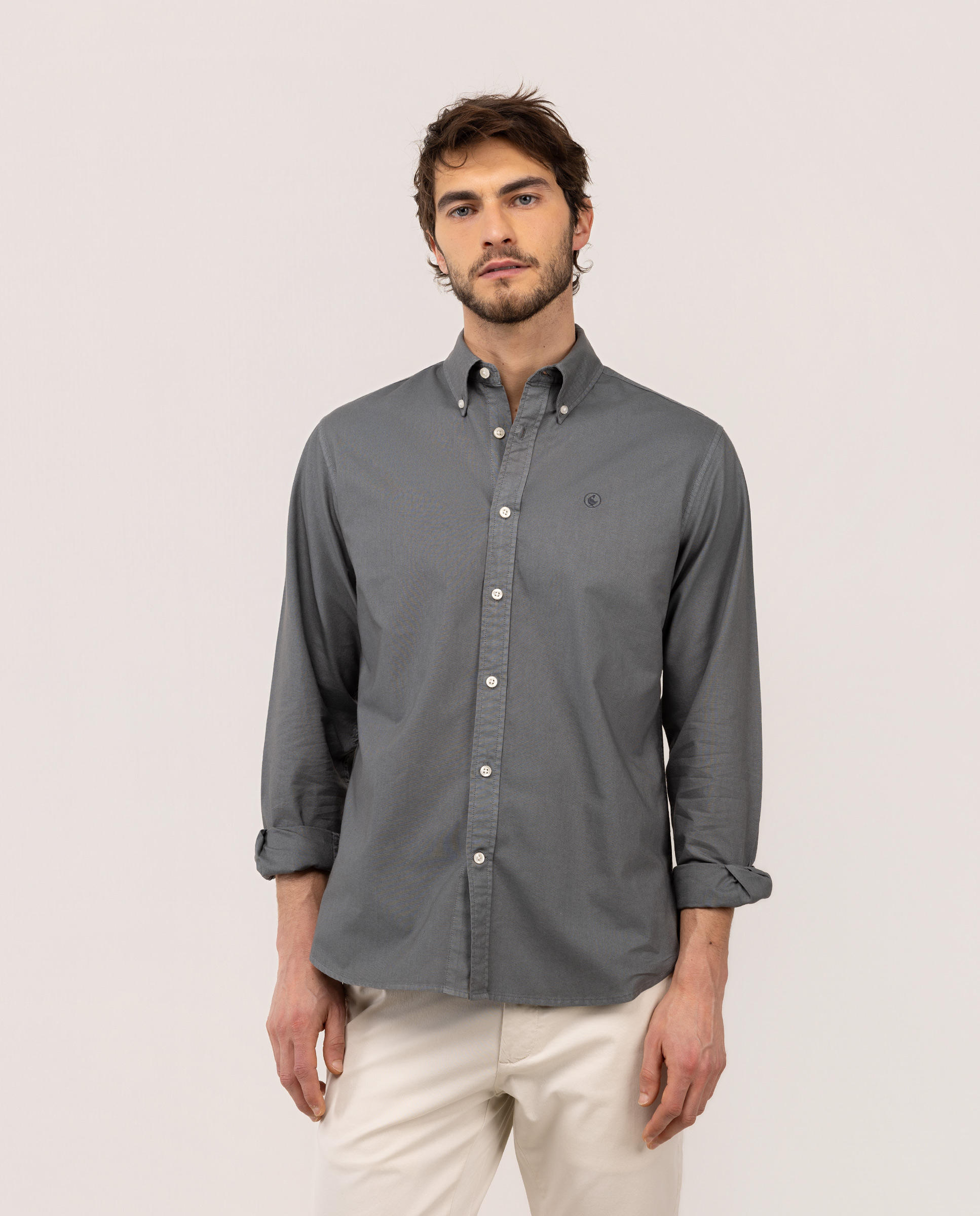 Camisa Algodón Garment Dyed Button Down Gris