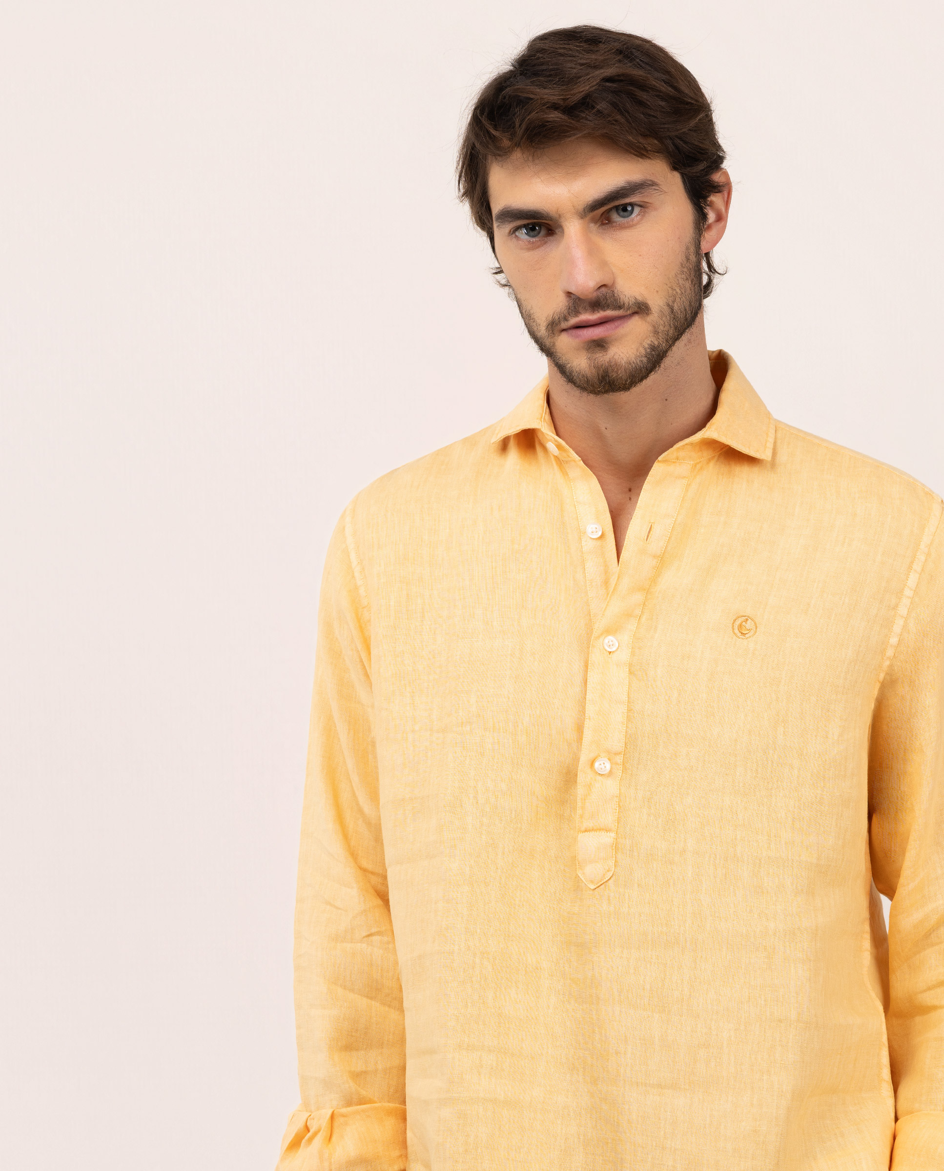 Orange Linen Polo Shirt