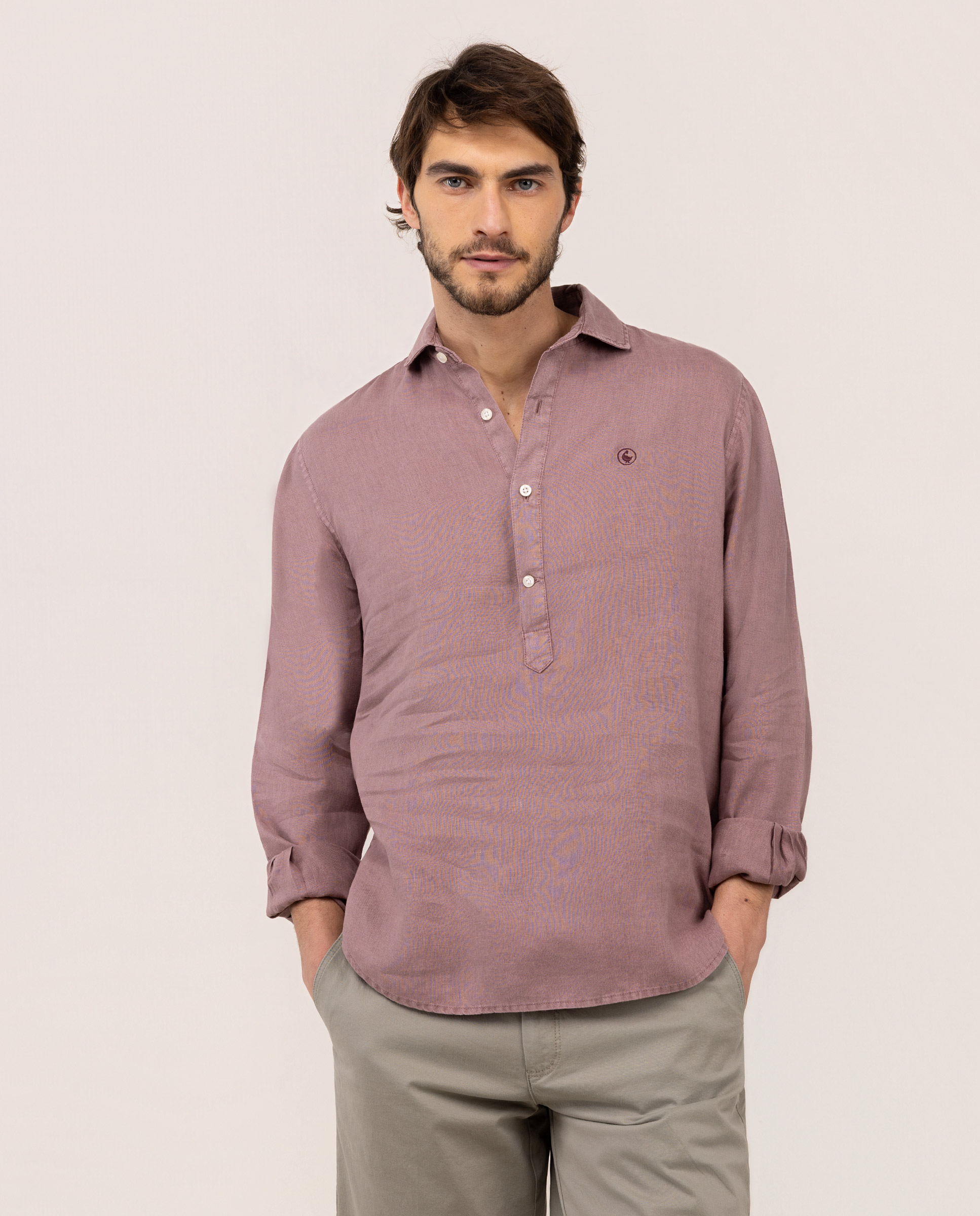 Linen Polo Shirt, Maroon