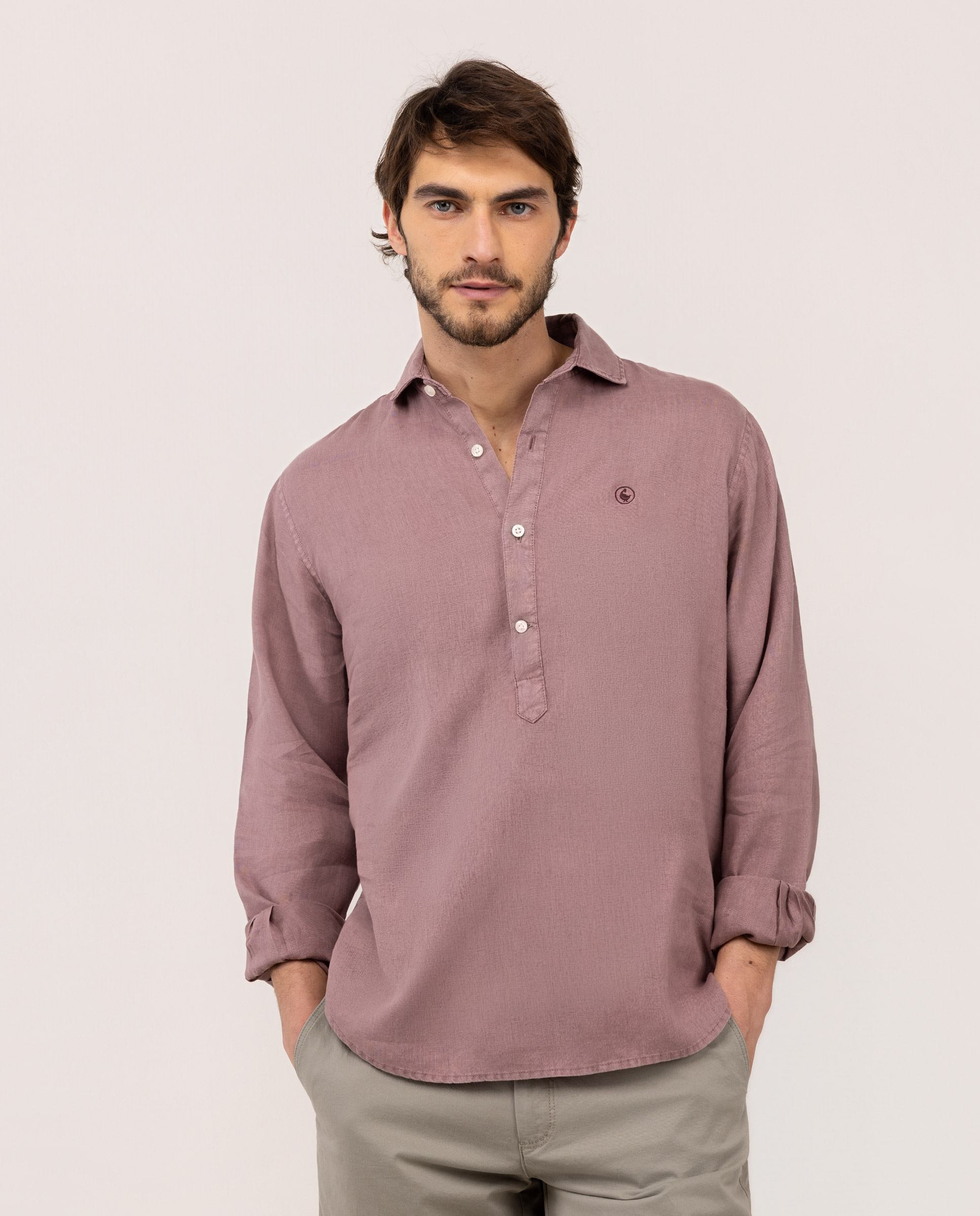 Linen Polo Shirt, Maroon