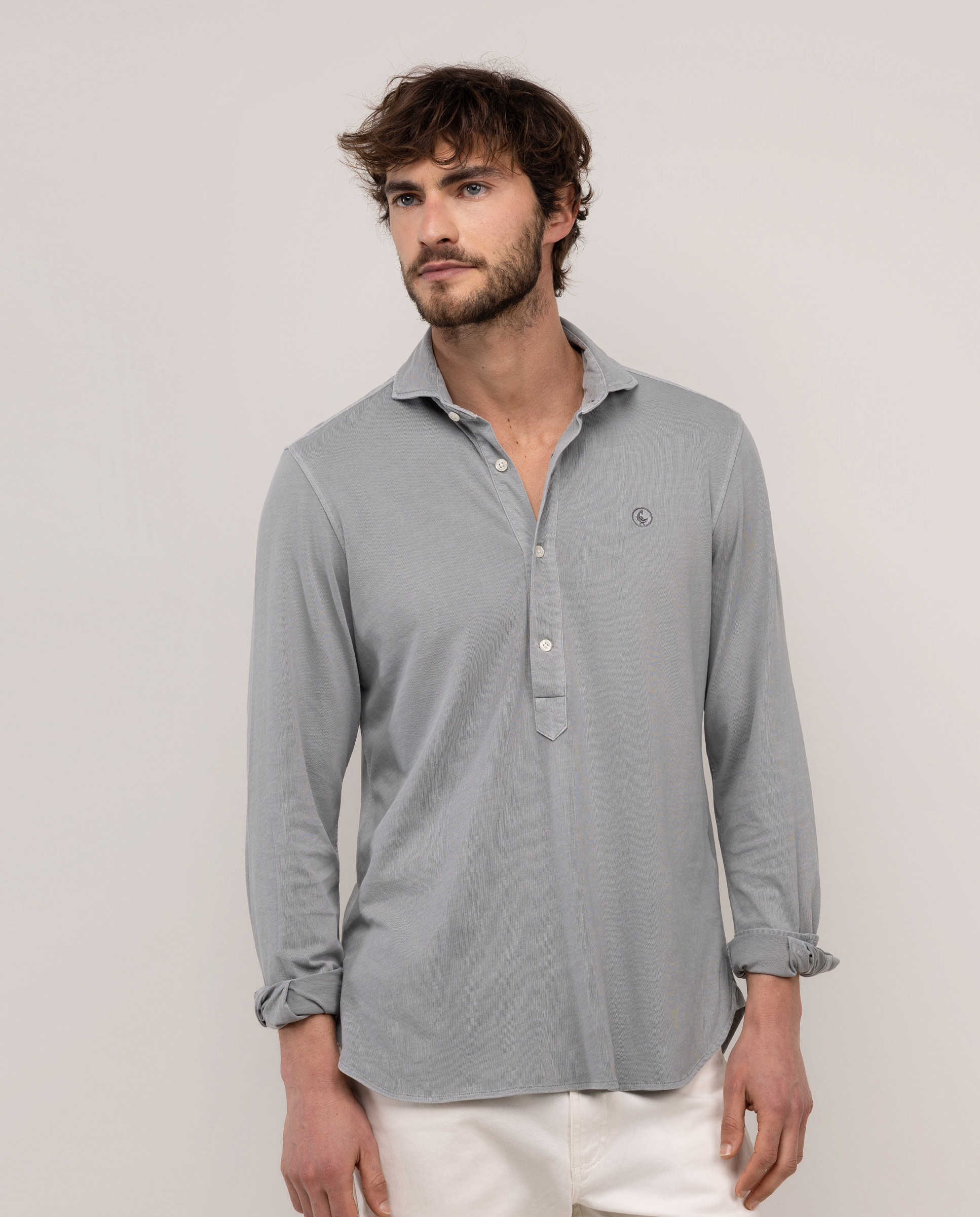 Grey Single Jersey Polo Shirt