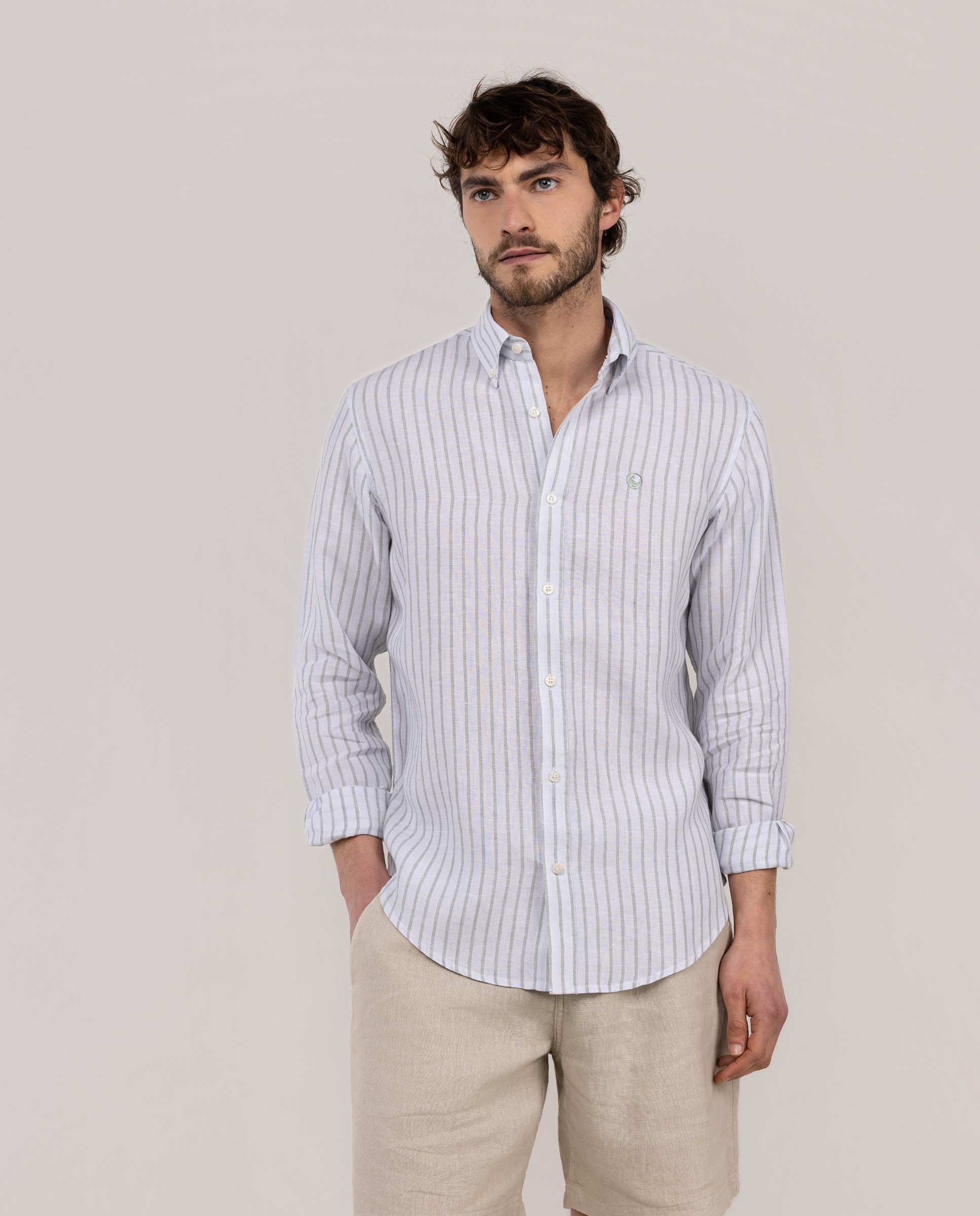 Light Blue Butcher Chambray Linen Shirt