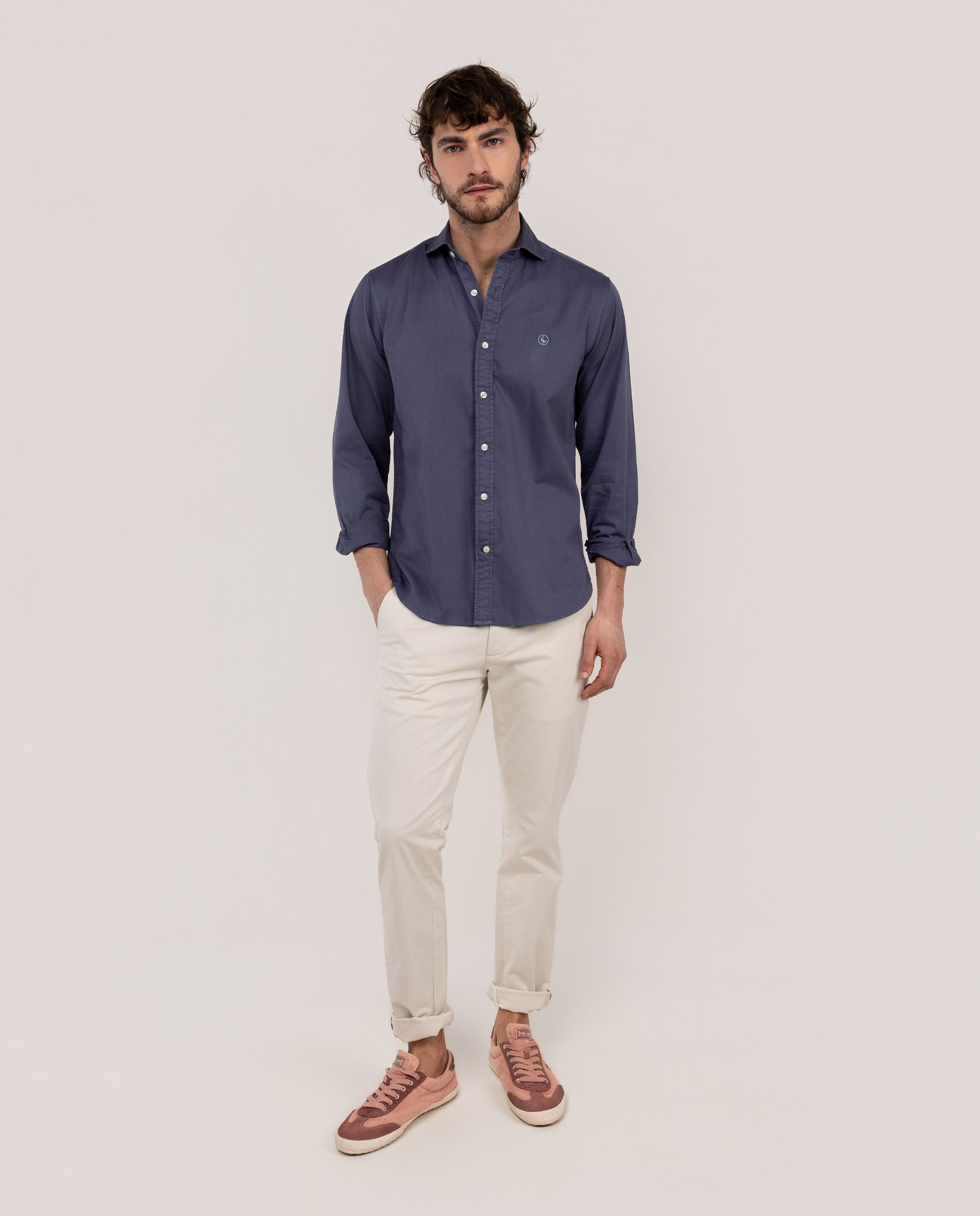 Camisa Algodón Garment Dyed Marino