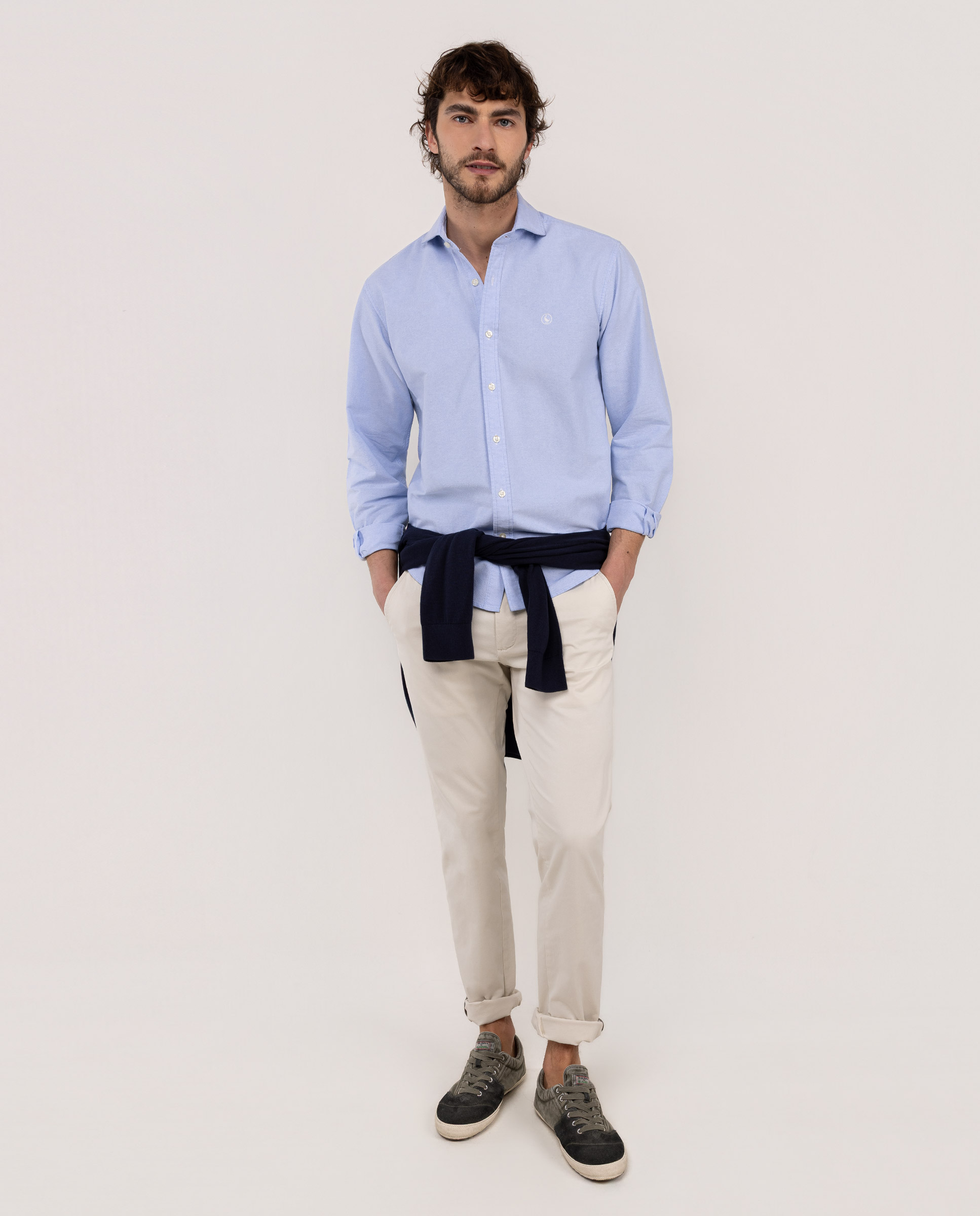 Camisa Oxford Liso Celeste