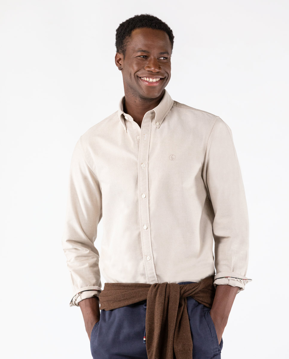 Camisa Lisa Oxford Beige