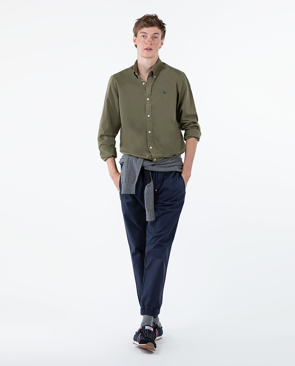 Garment Dyed Khaki Twill Shirt