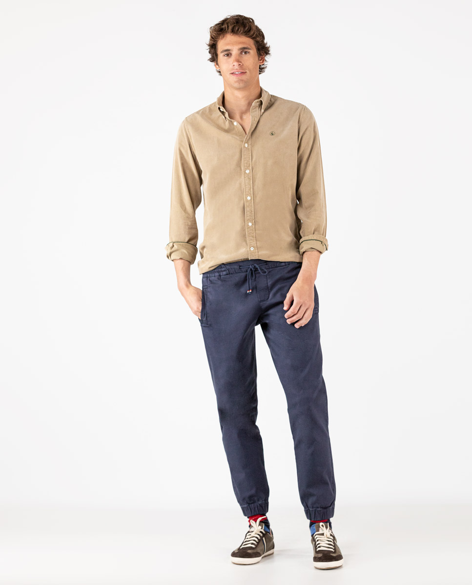 Garment Dyed Beige Cord Shirt