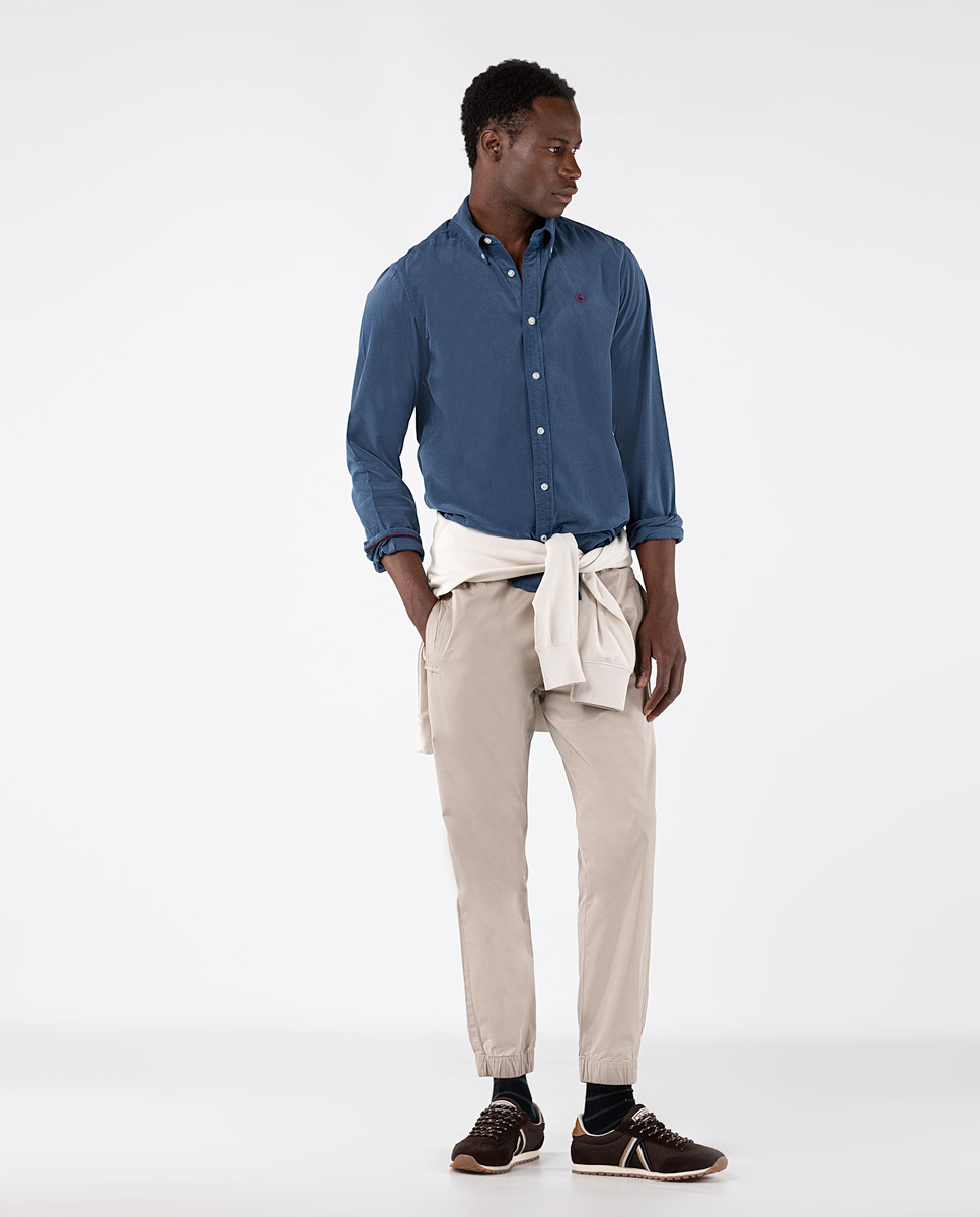 Garment Dyed Blue Cord Shirt