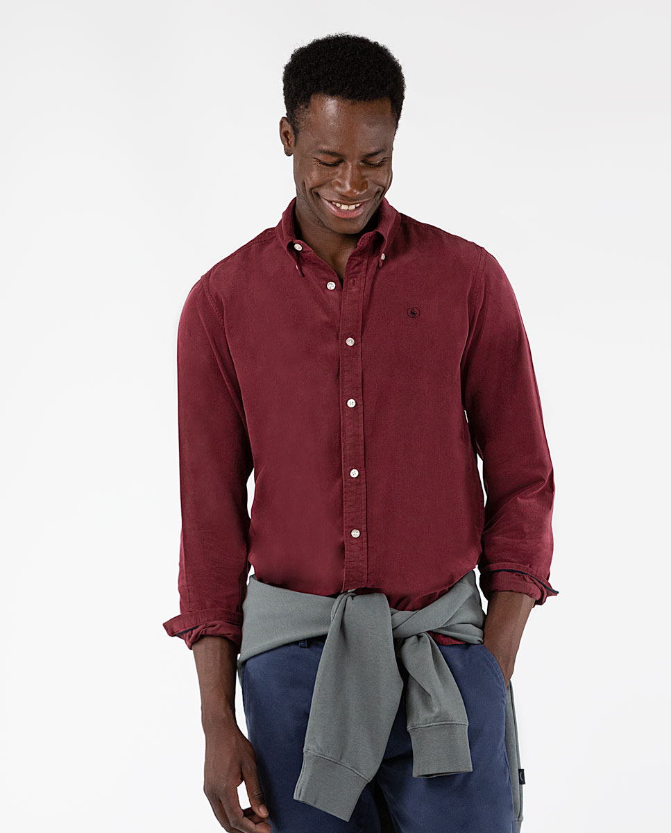 Garment Dyed Burgundy Cord Shirt