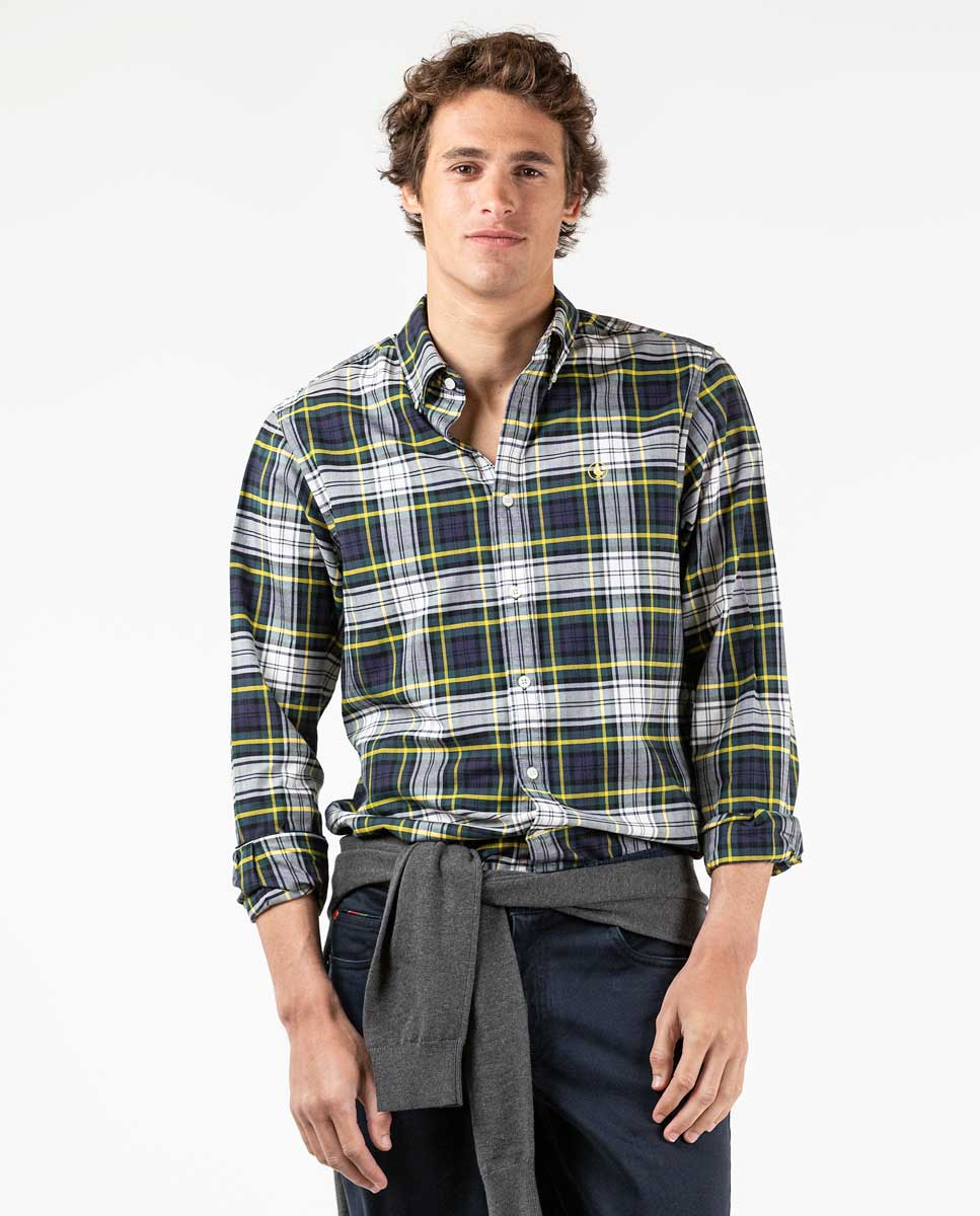Navy and Yellow Tartan Shirt
