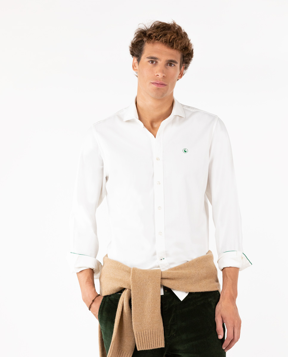 Ecru Flannel Herringbone Shirt