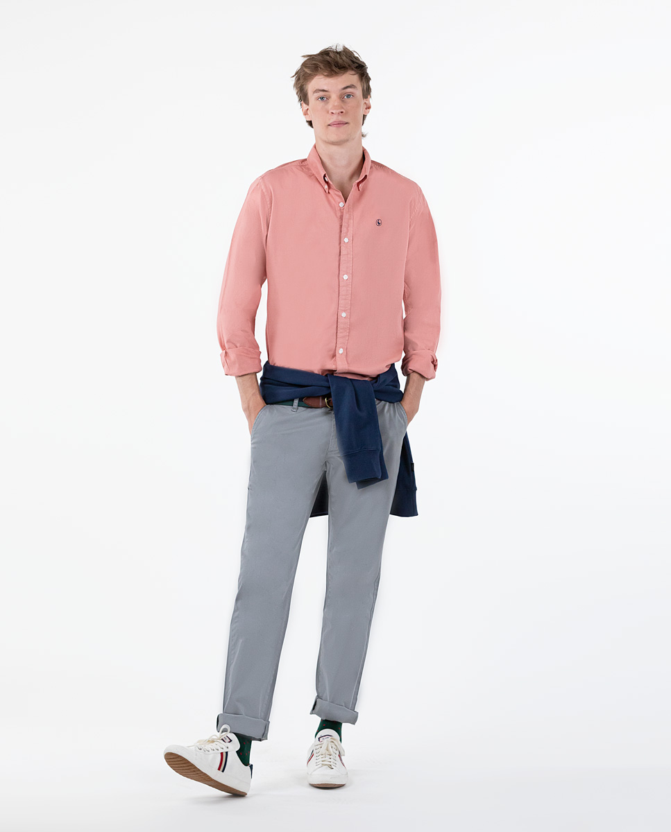Camisa Algodón Garment Dyed Rosa