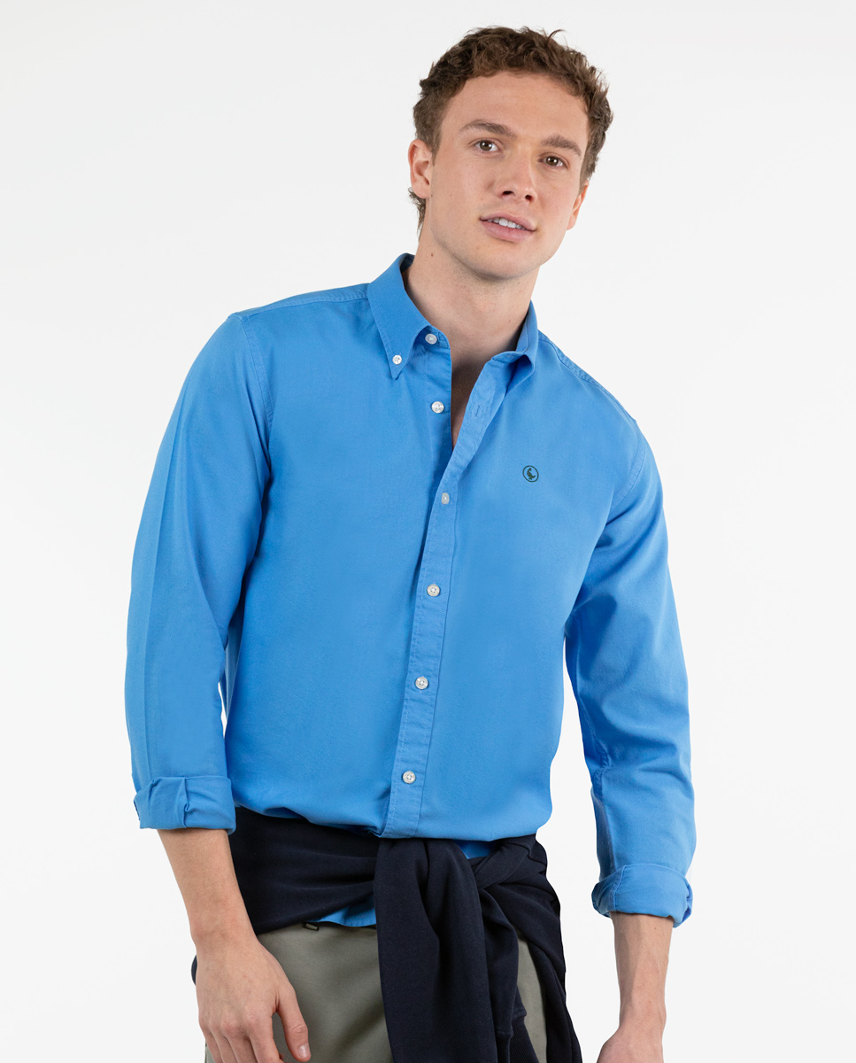 Garment Dyed Sky blue Cotton Shirt