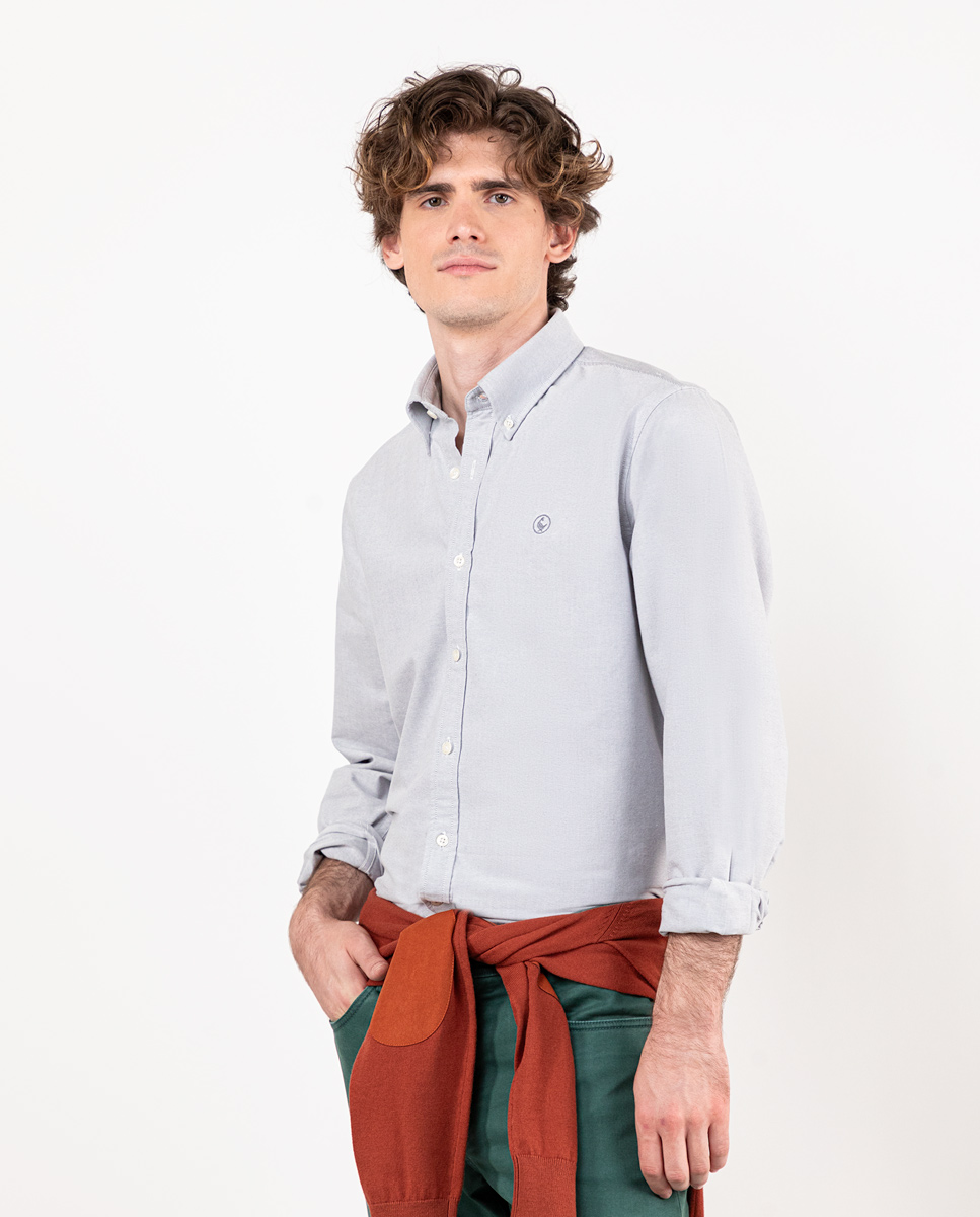 Camisa Lisa Oxford Gris