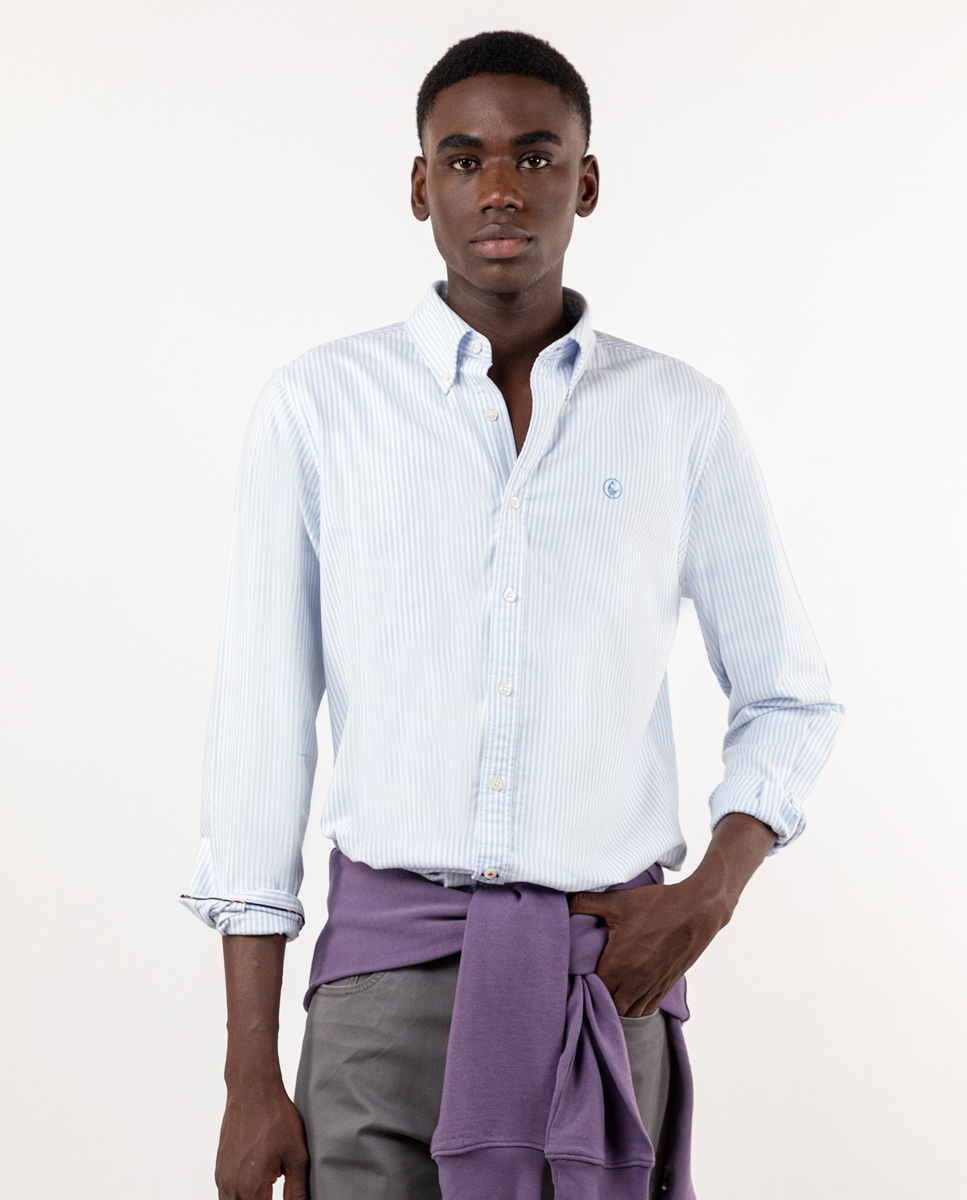 Light Blue Yale Stripe Oxford Shirt