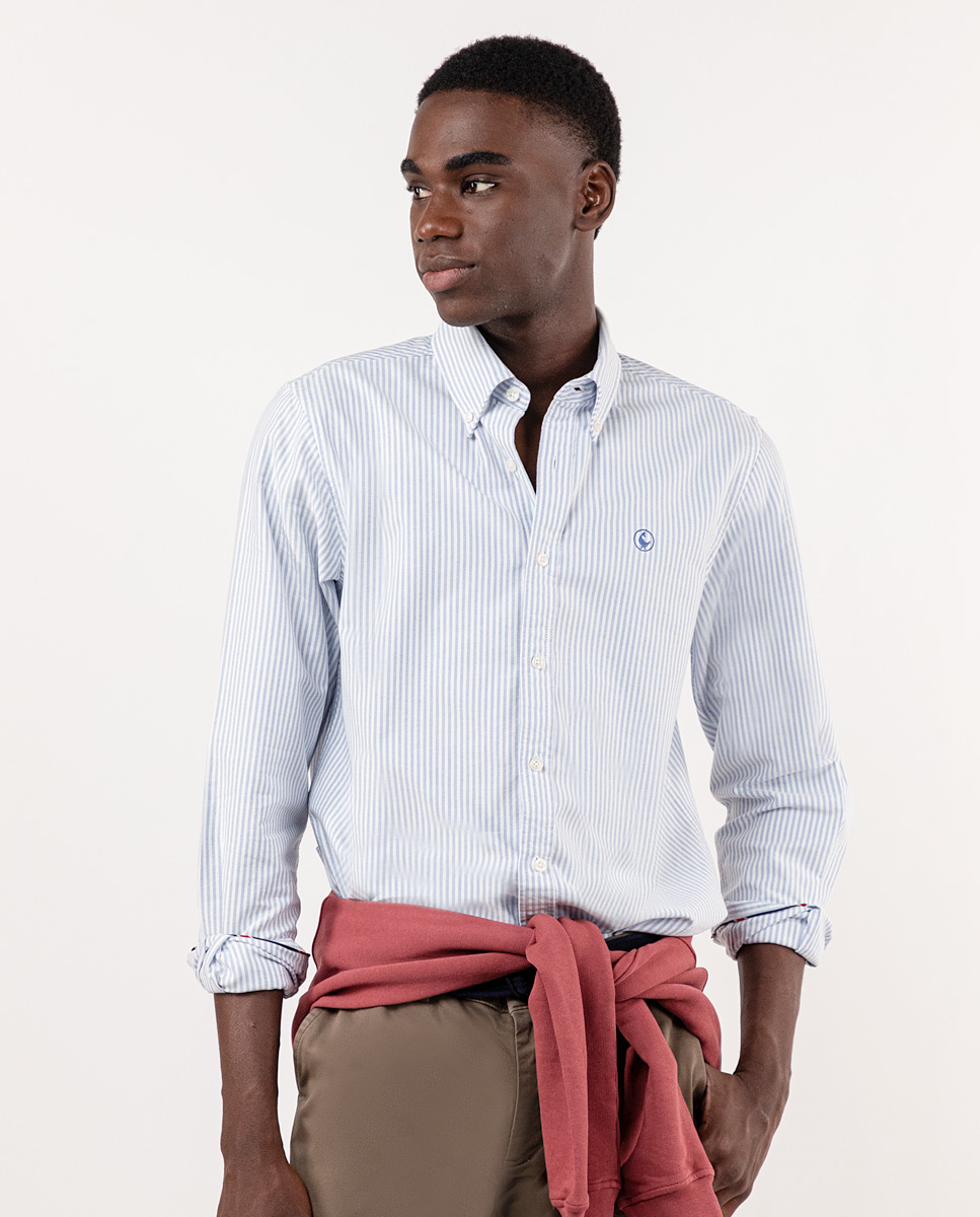 Navy Yale Stripe Oxford Shirt