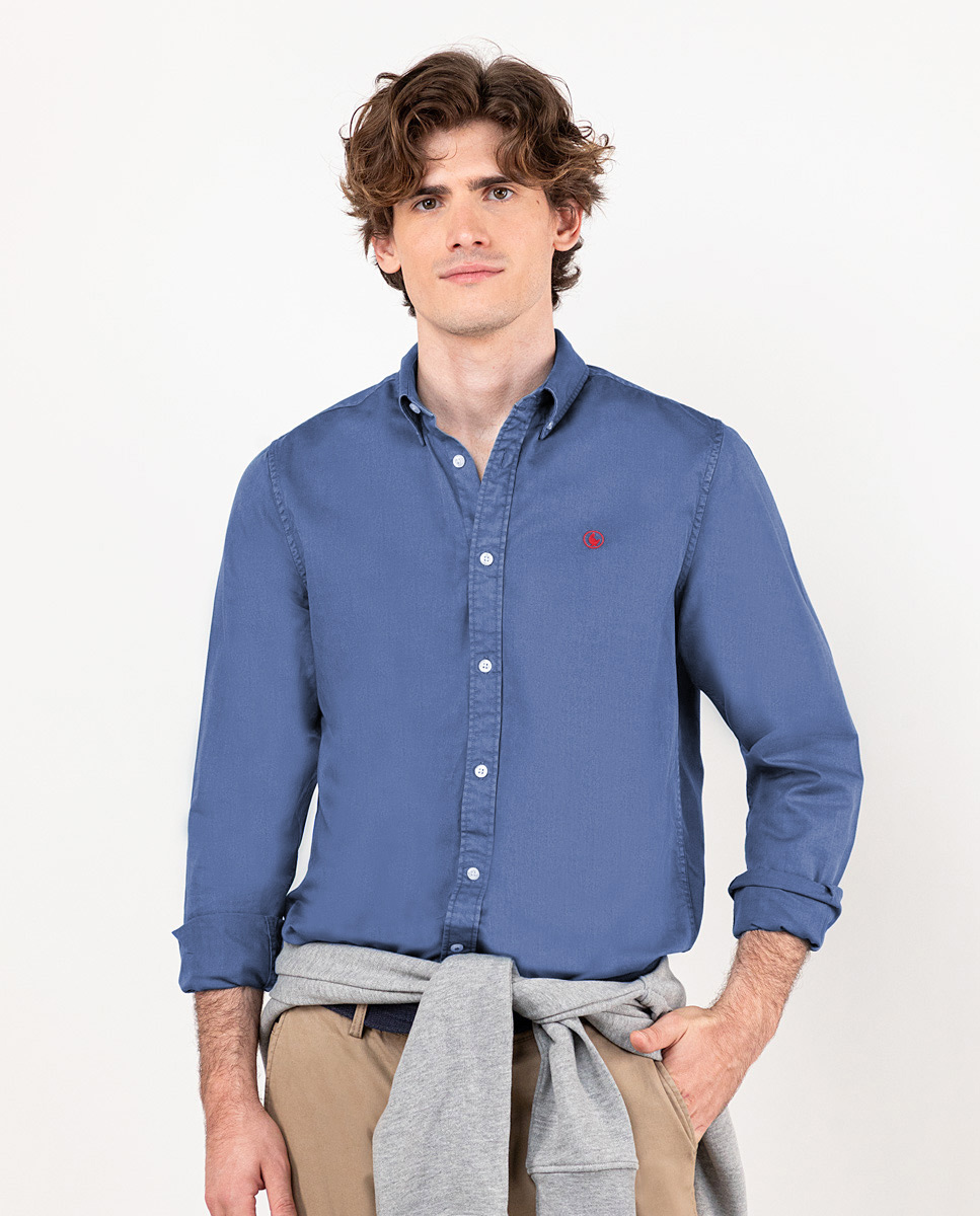 Klein Blue Garment Dyed Twill Shirt