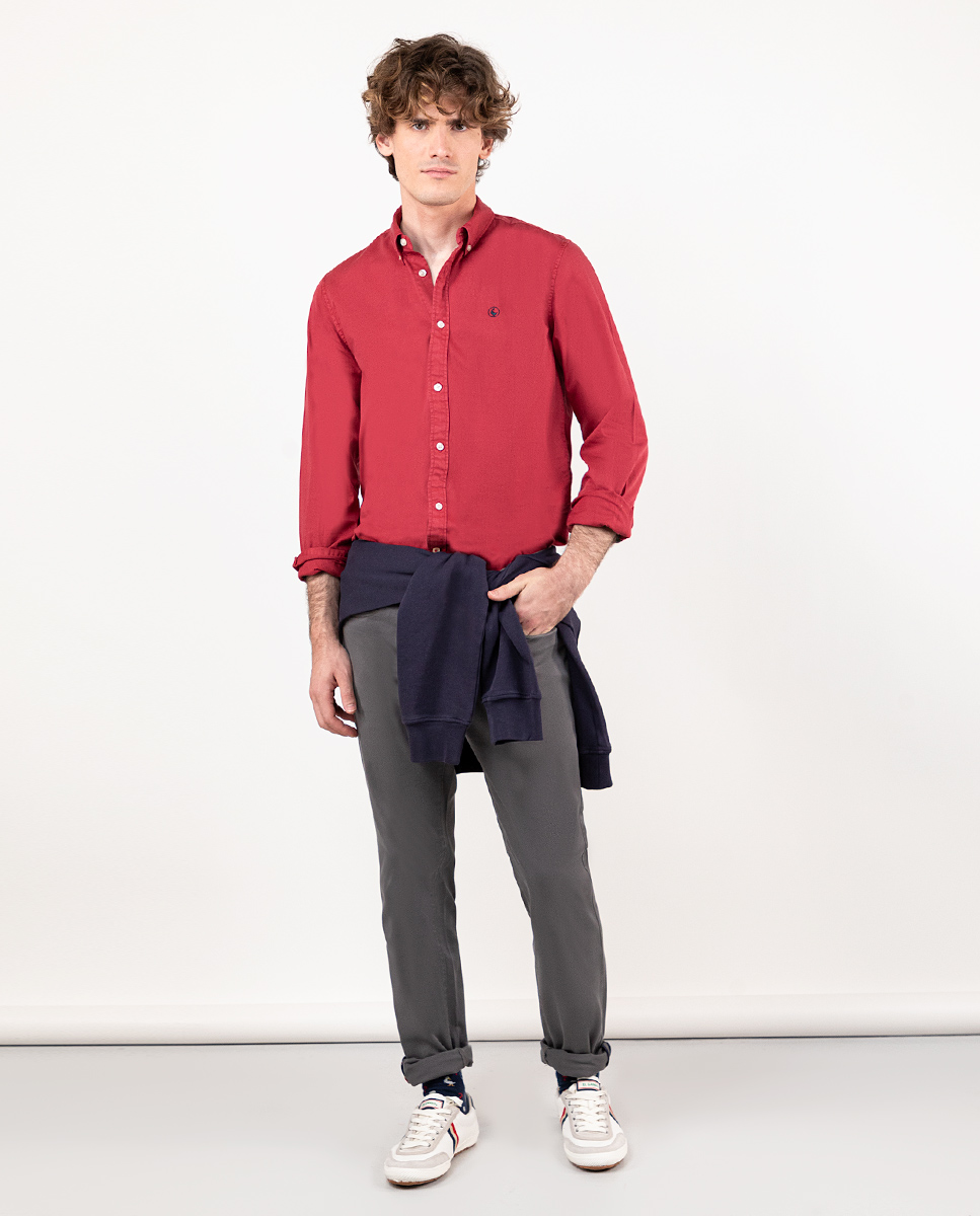 Camisa Twill Garment Dyed Burdeos