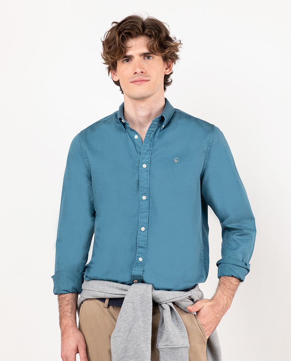 Camisa Twill Garment Dyed Cerceta