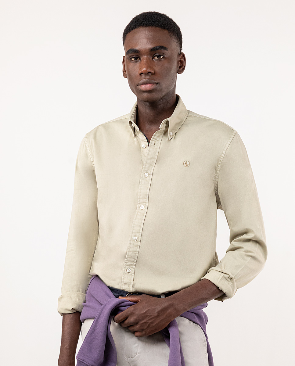 Camisa Twill Garment Dyed Beige