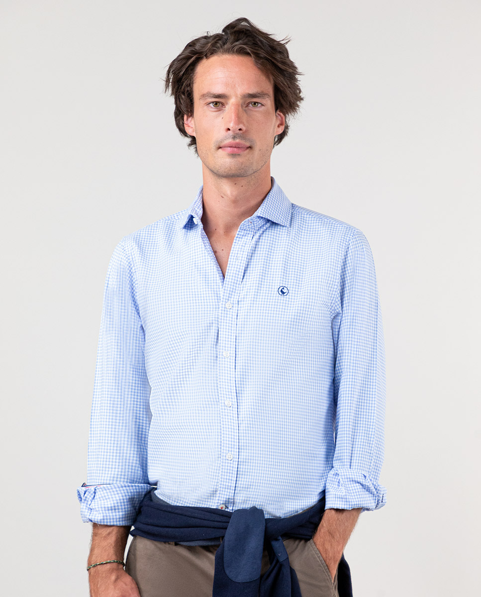 Camisa Cuadro Vichy Celeste