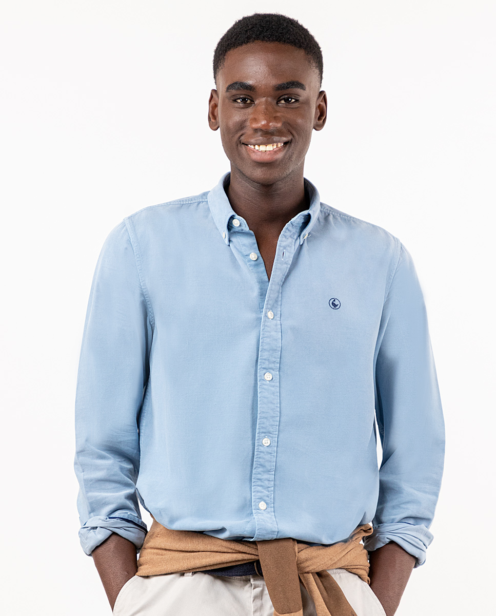 Camisa Micropana Garment Dye Celeste