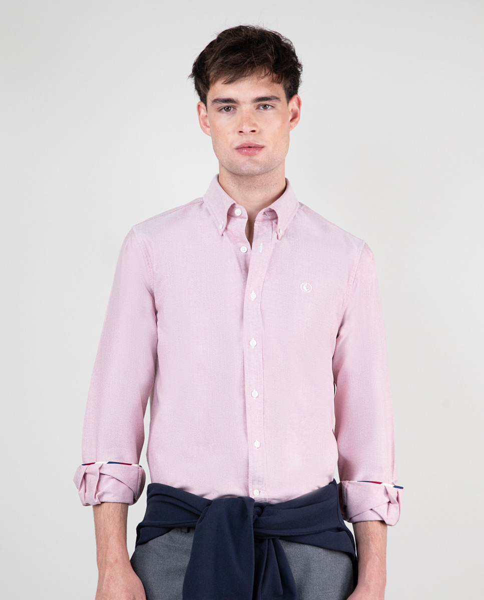 Solid-Coloured Red Oxford Shirt
