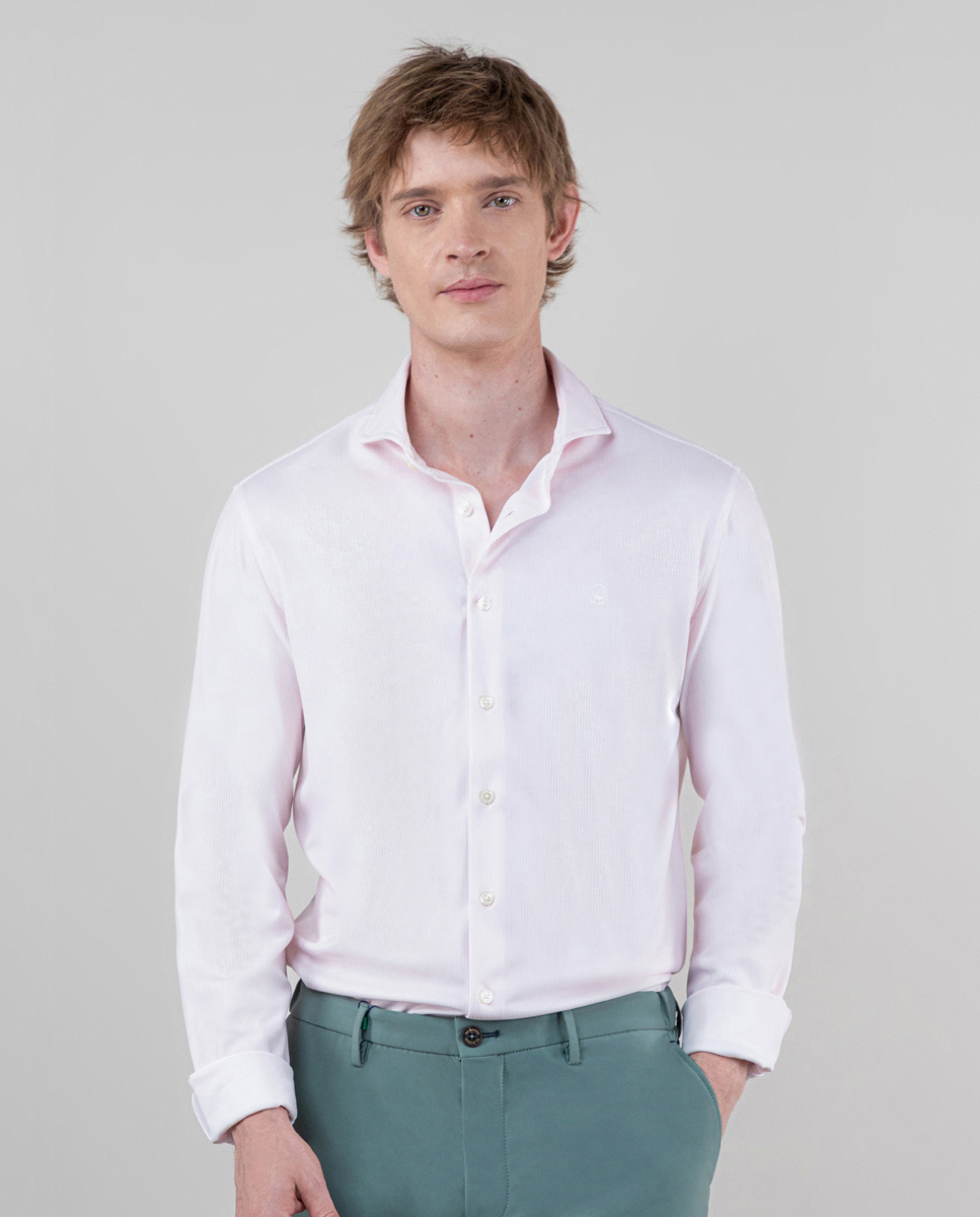 Pink Sepiia Shirt W Butcher Stripes