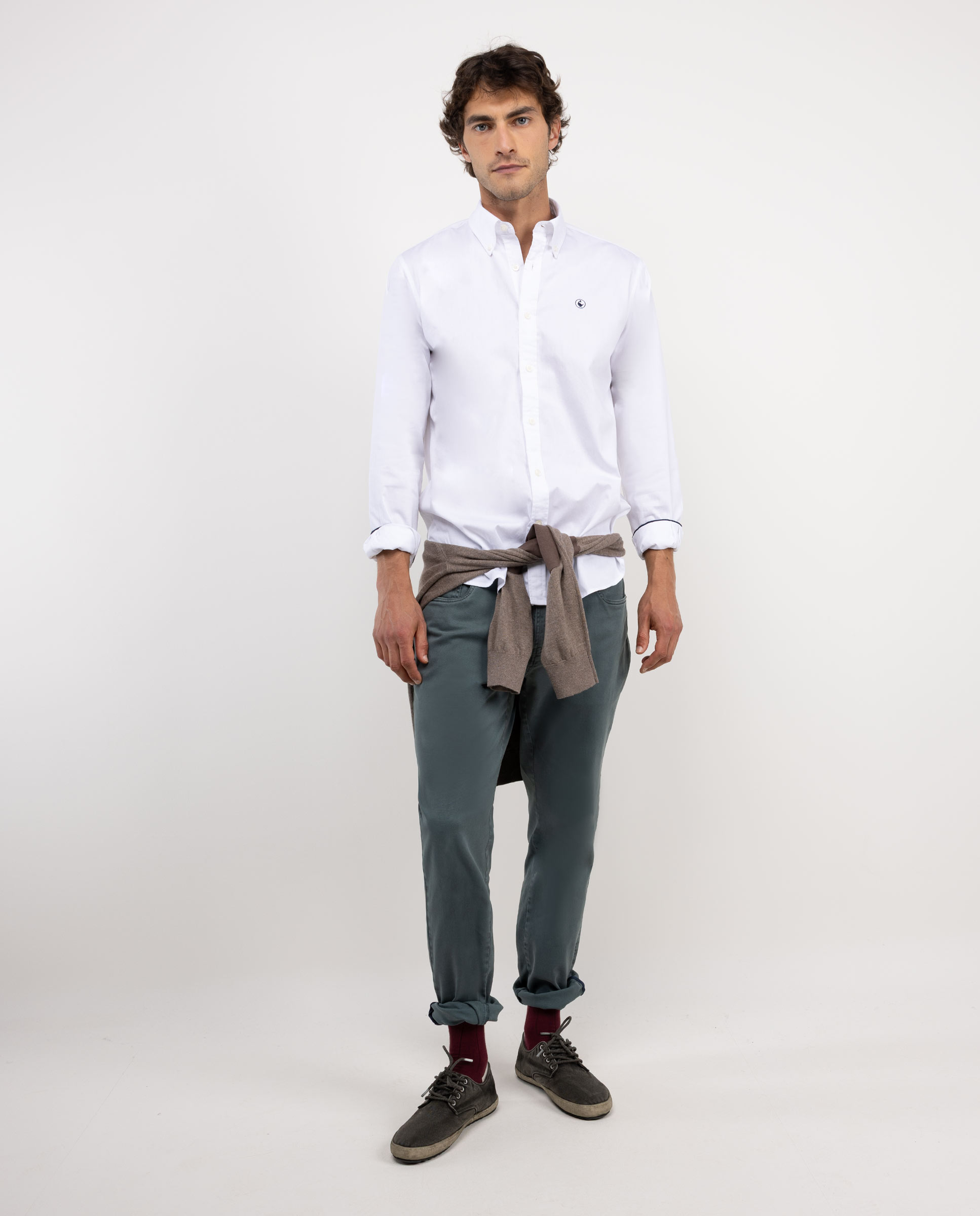 Camisa Garment Dyed Algodón Blanco