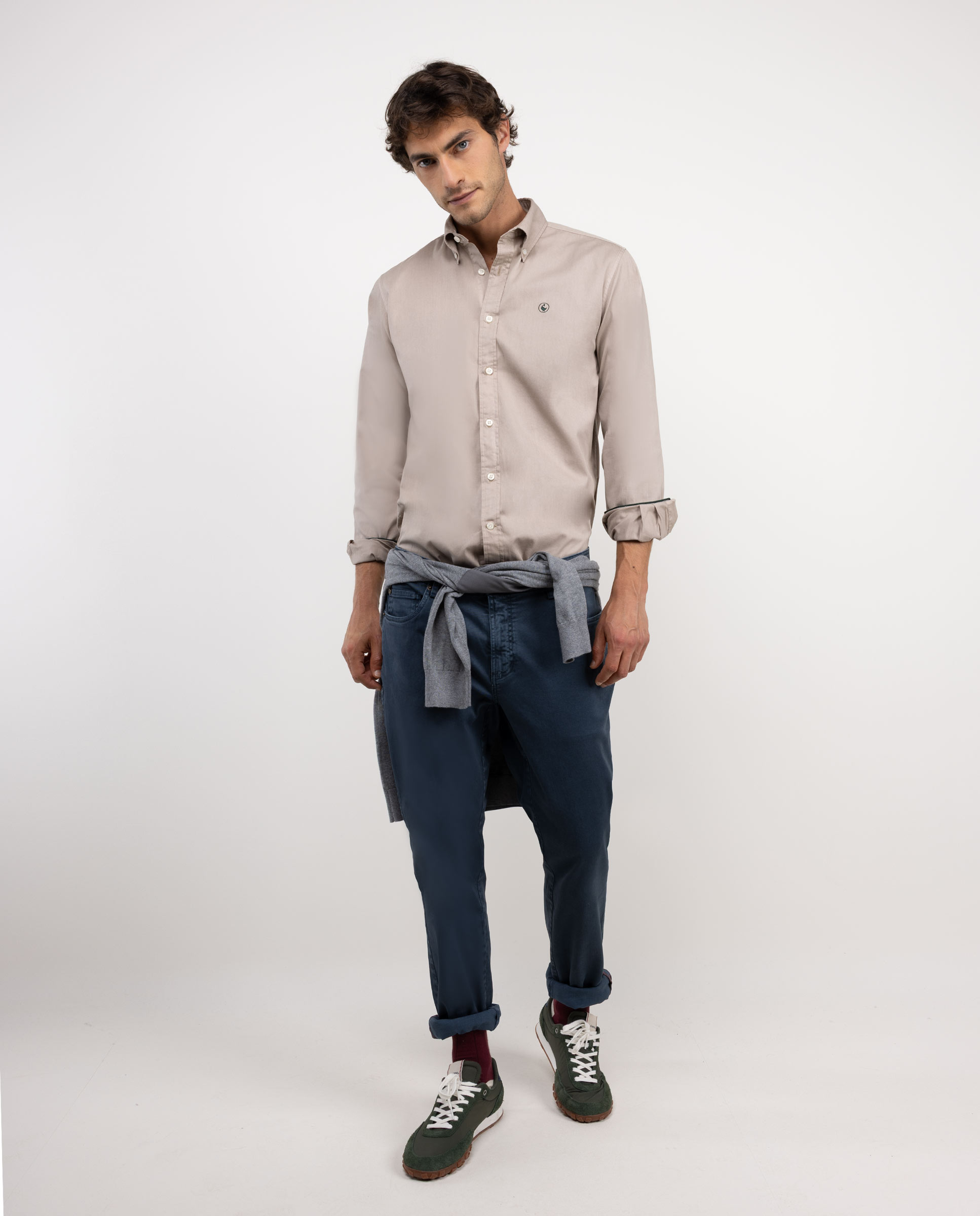 Tan Garment Dyed Cotton Shirt