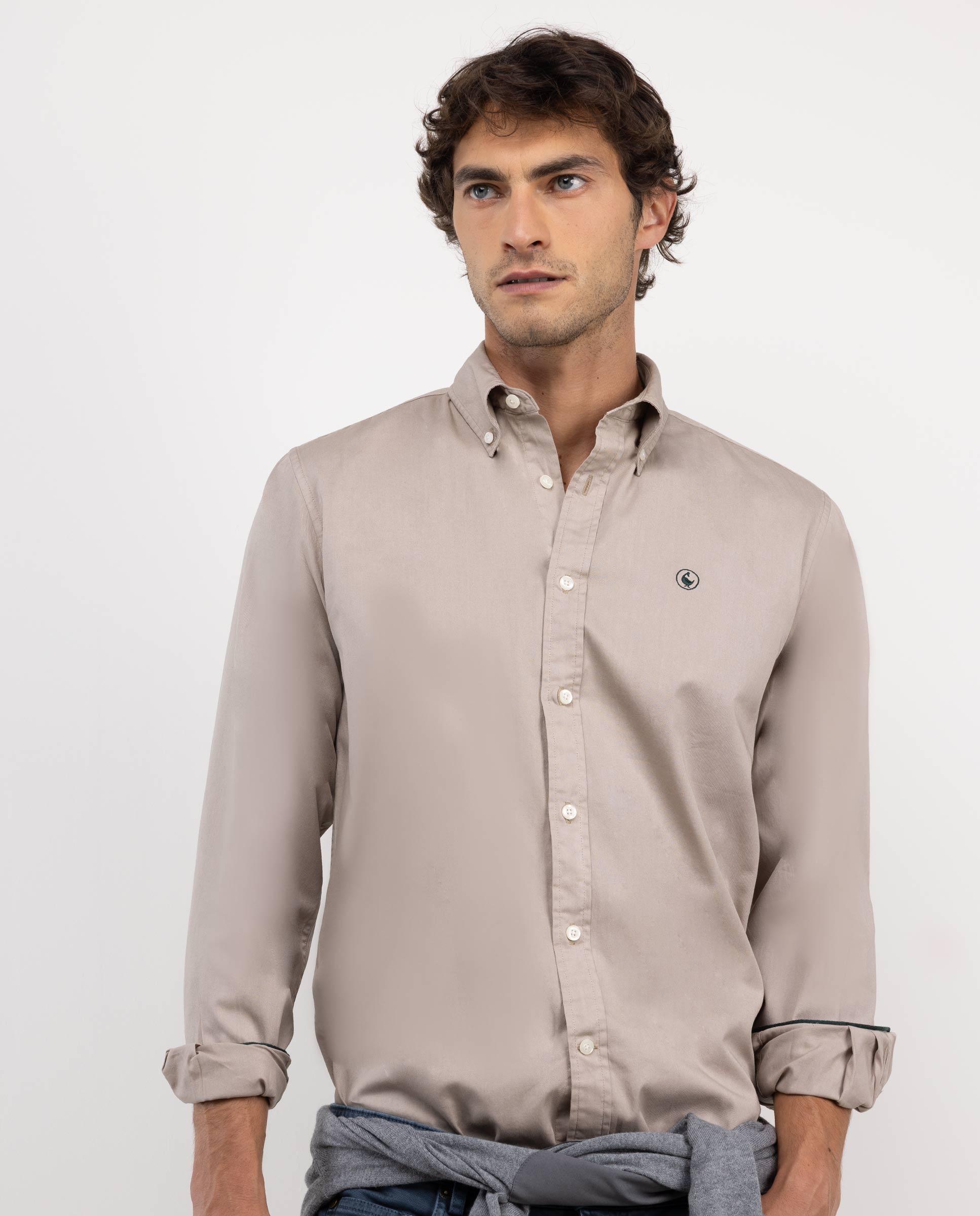 Camisa Garment Dyed Algodón Tostado