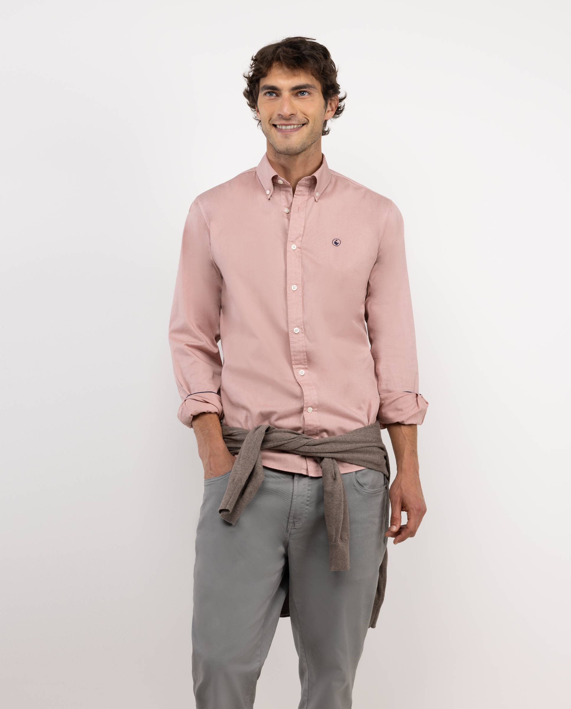 Camisa Garment Dyed Algodón Rosa