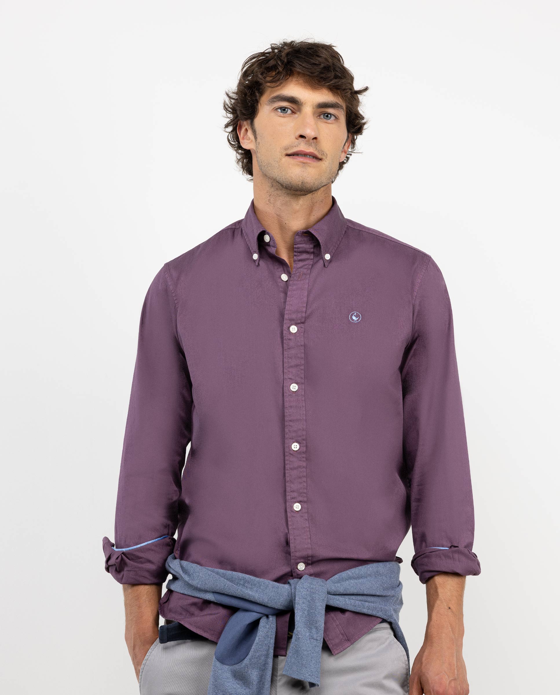 Purple Garment Dyed Cotton Shirt