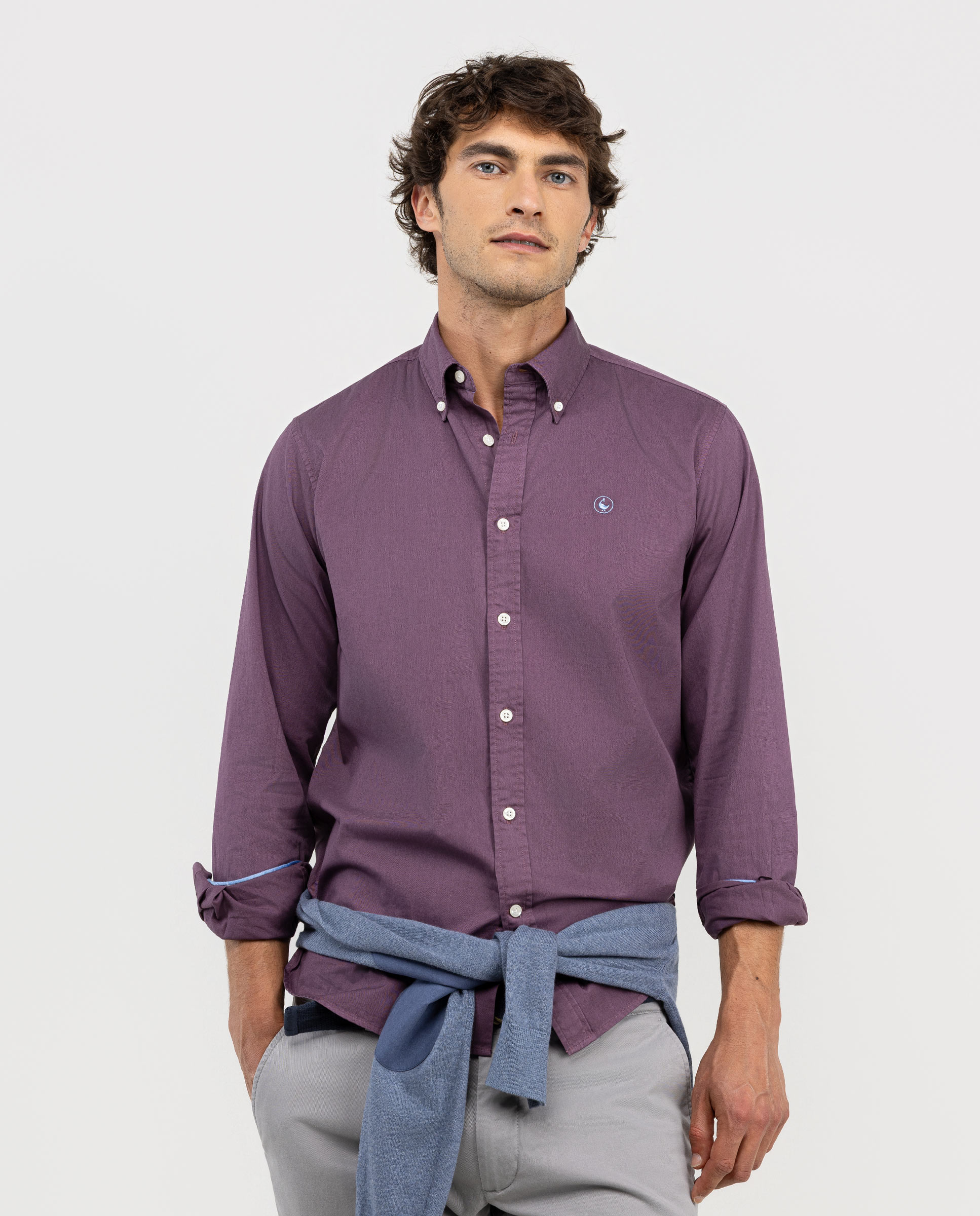 Camisa Garment Dyed Algodón Morado