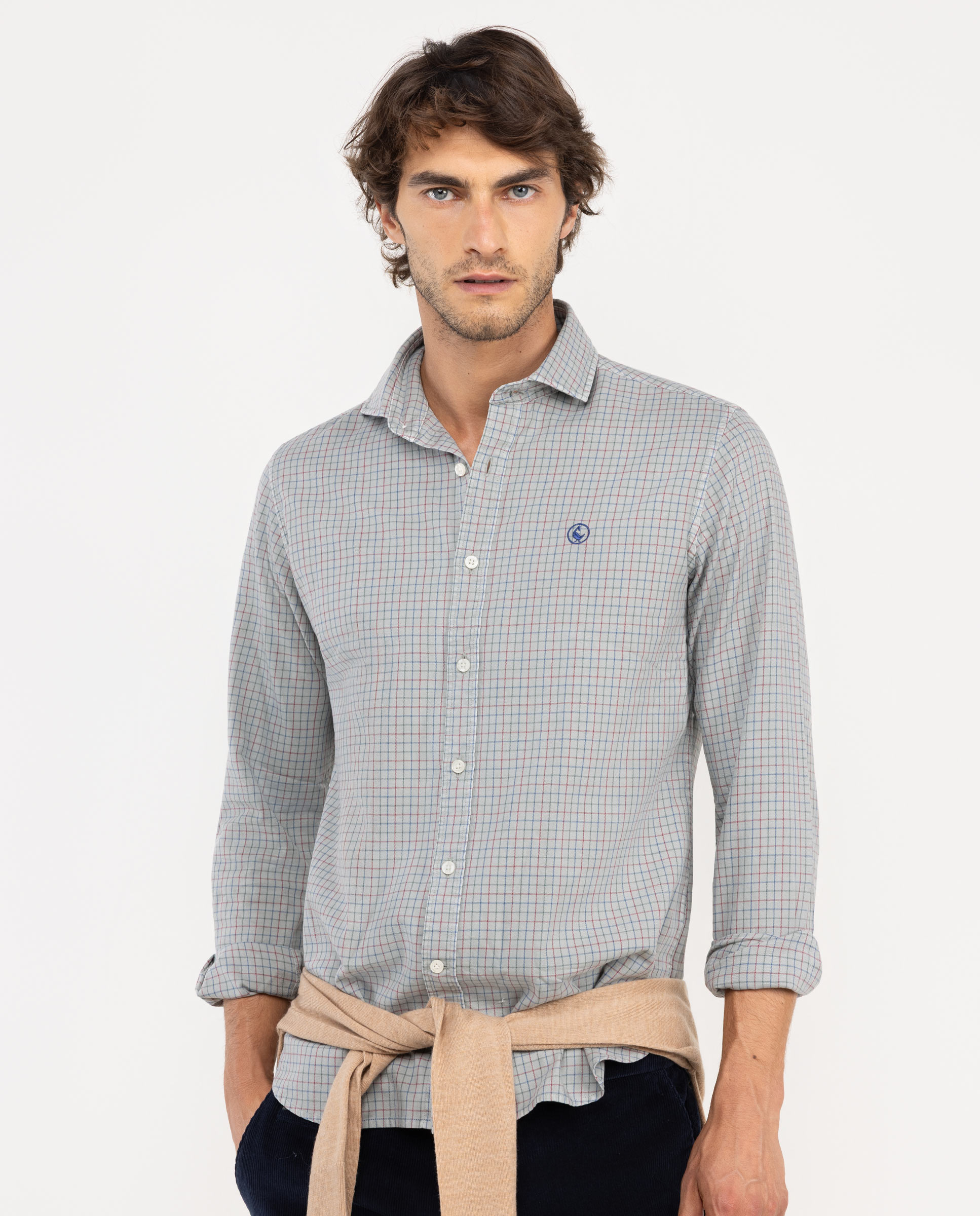 Camisa Tattershall Verde Perfil Naranja