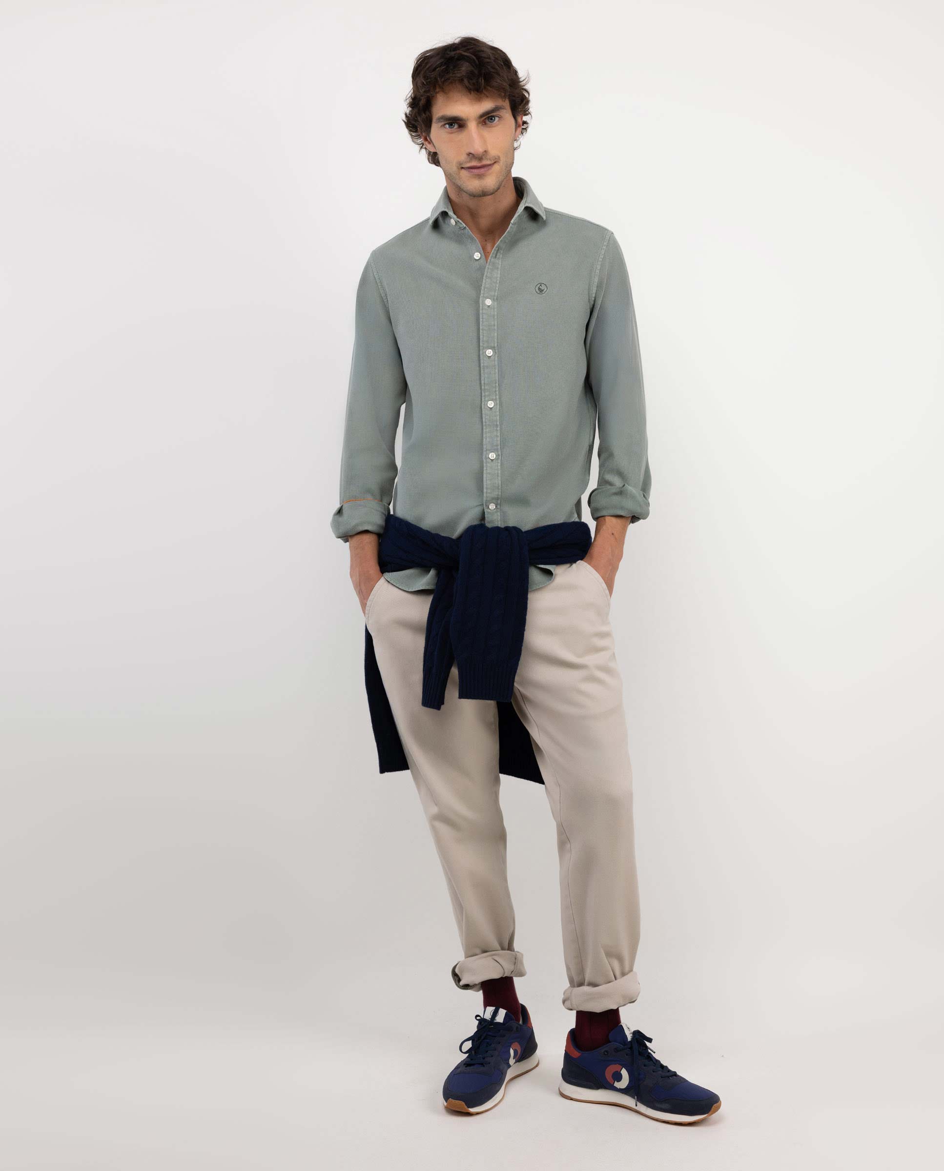 Green Textured Cotton Shirt