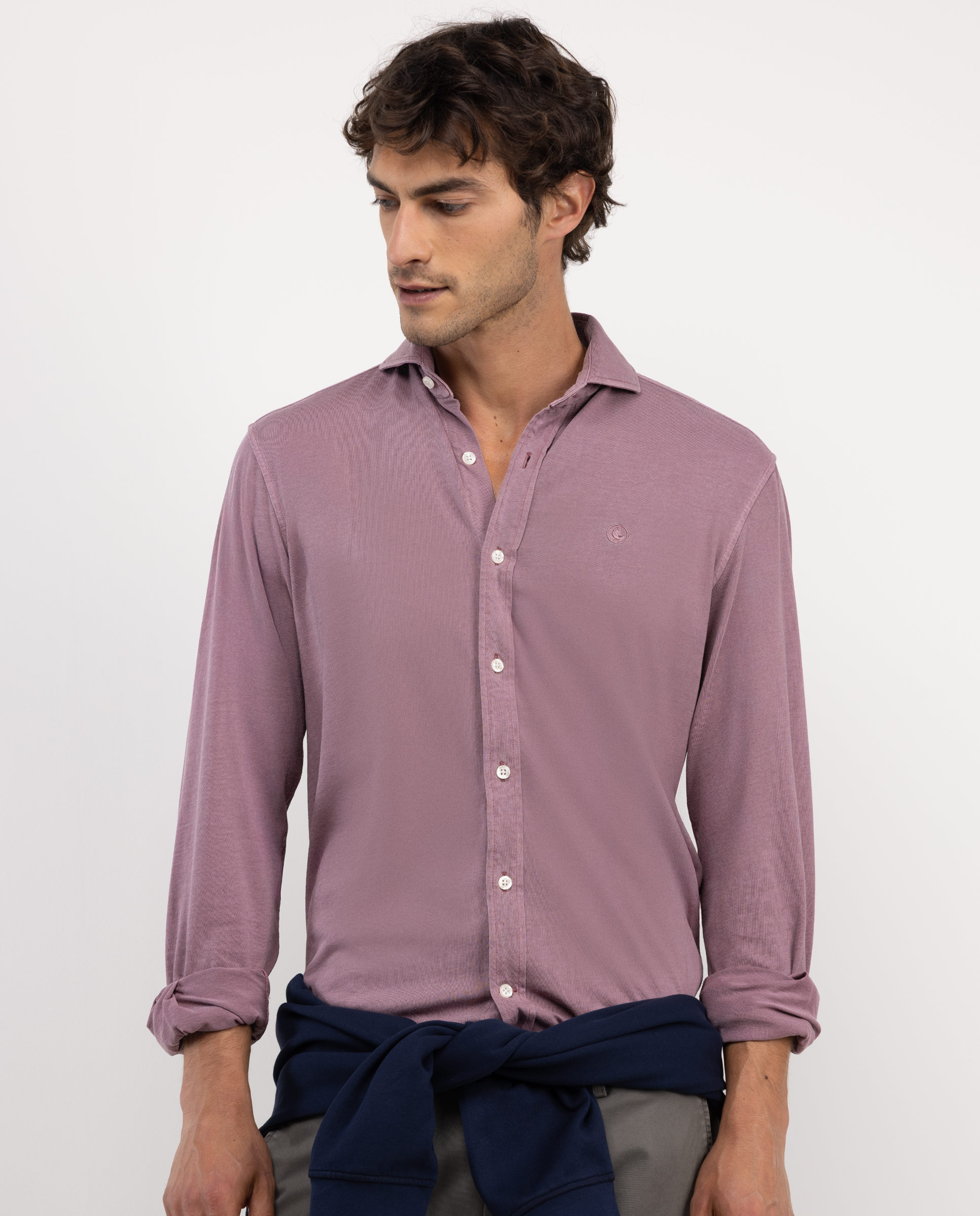 Camisa Punto Algodón Rosa