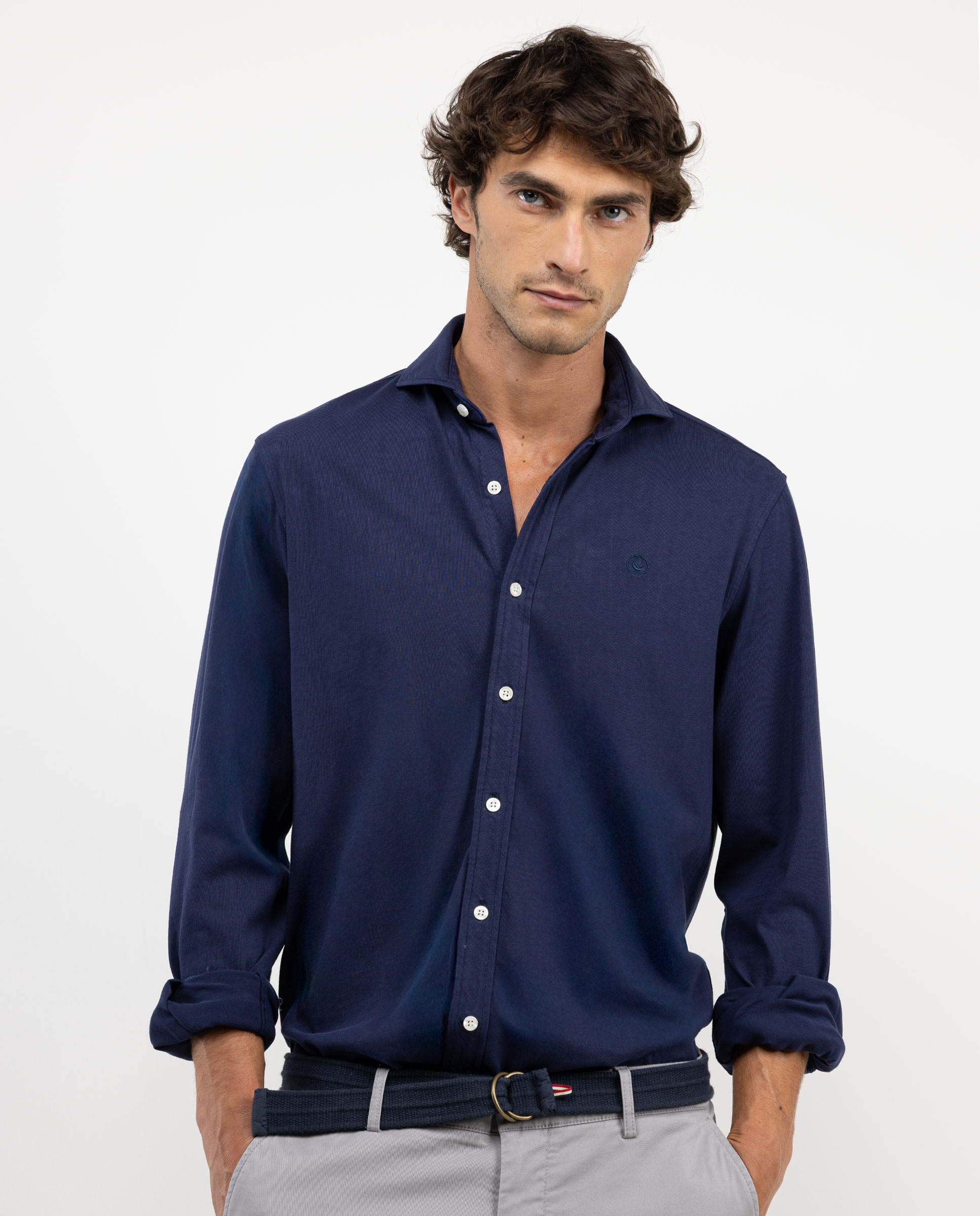 Navy Cotton Knit Shirt