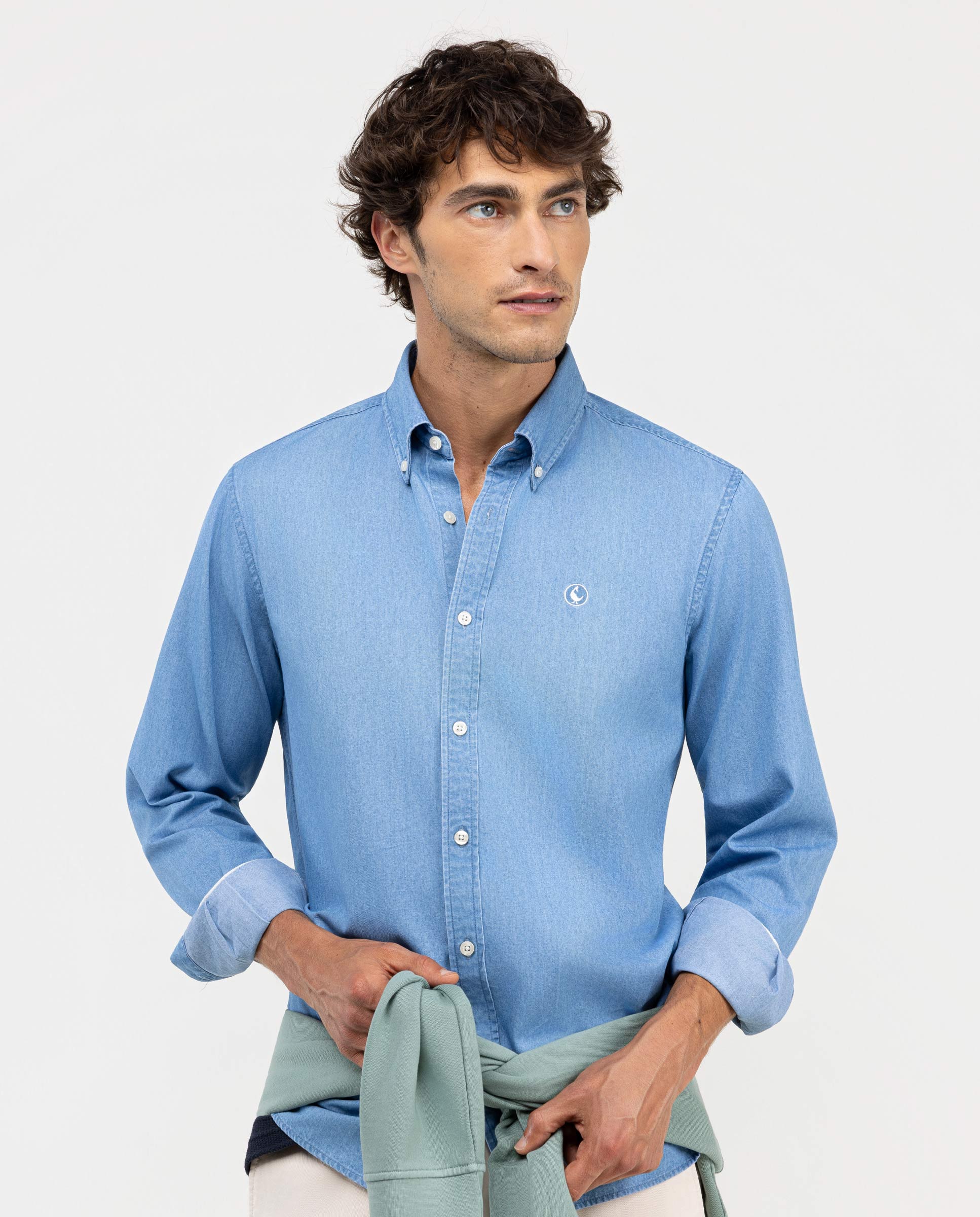 Indigo Cotton Denim Shirt