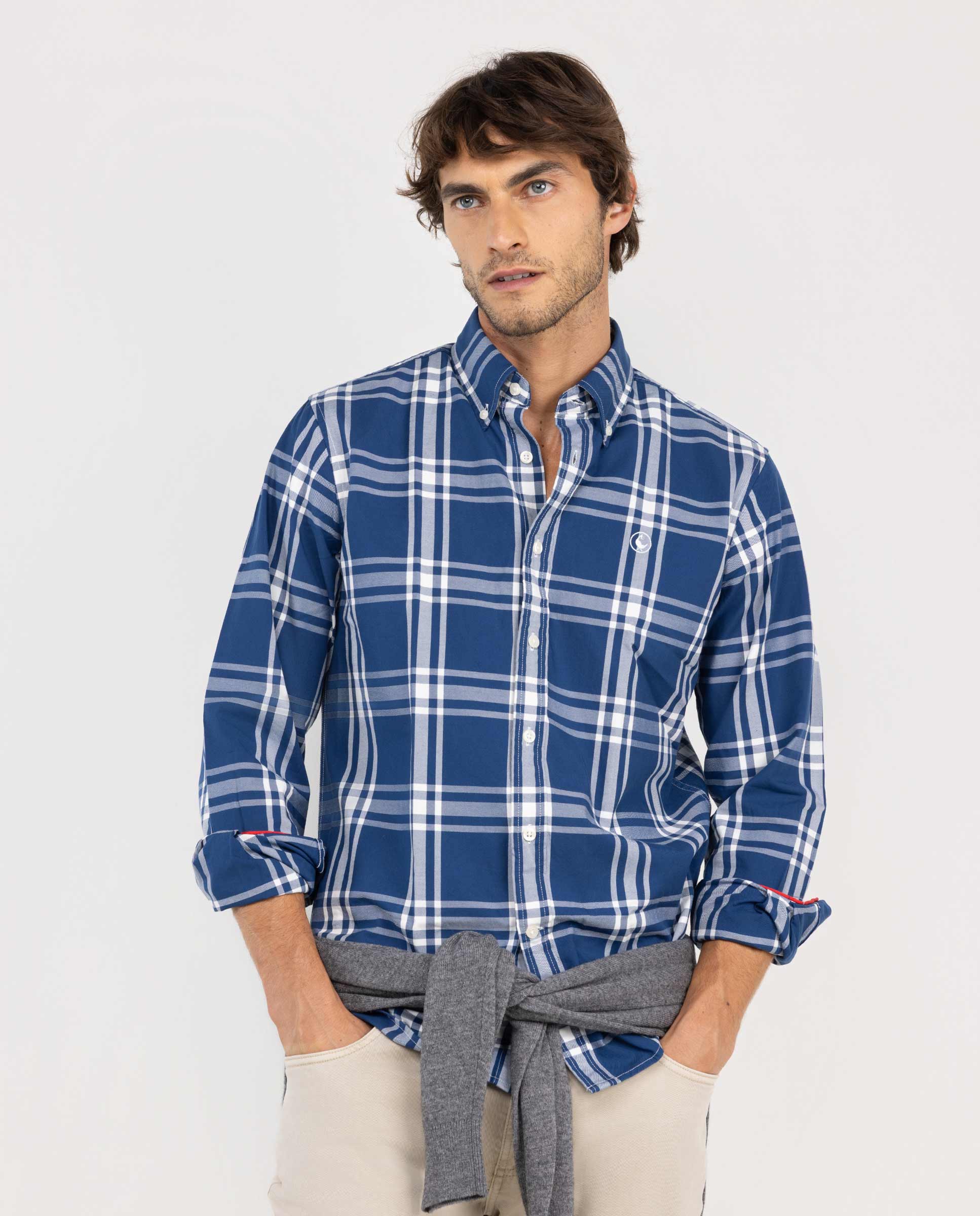 Camisa Cuadro Tartán Algodón Marino
