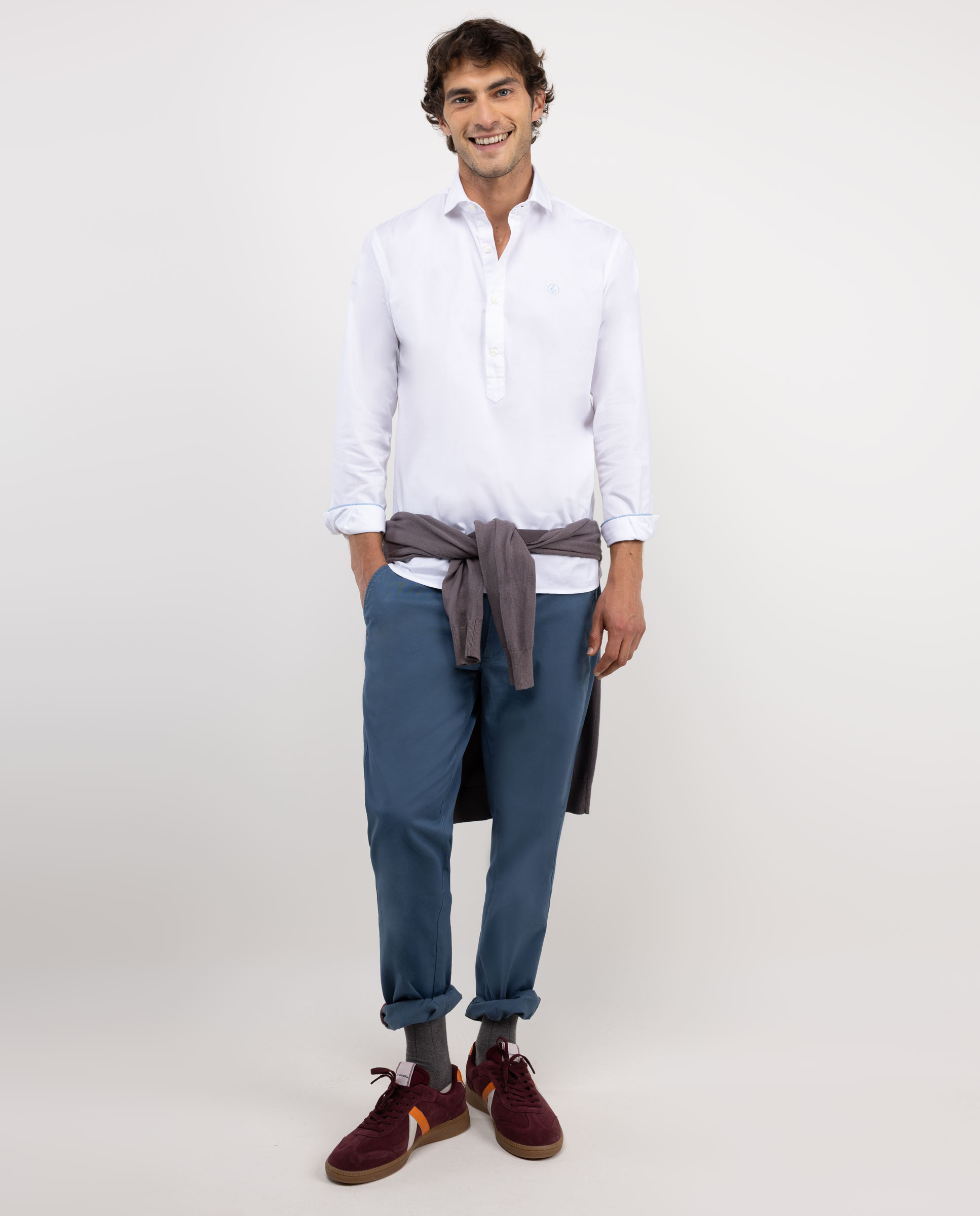 Camisa Polera Twill Garment Dyed Blanco