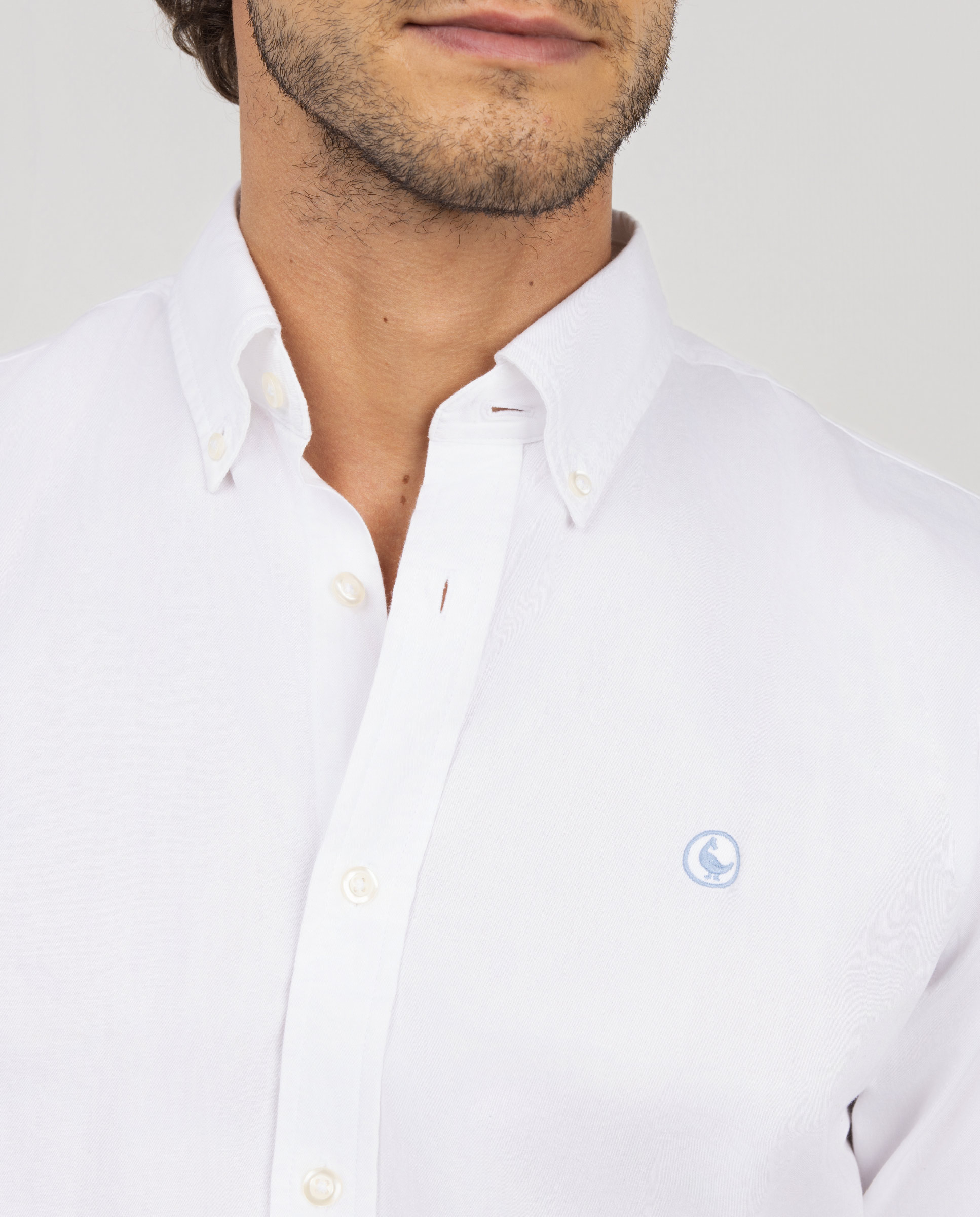 Outlet White Garment Dyed Twill Shirt
