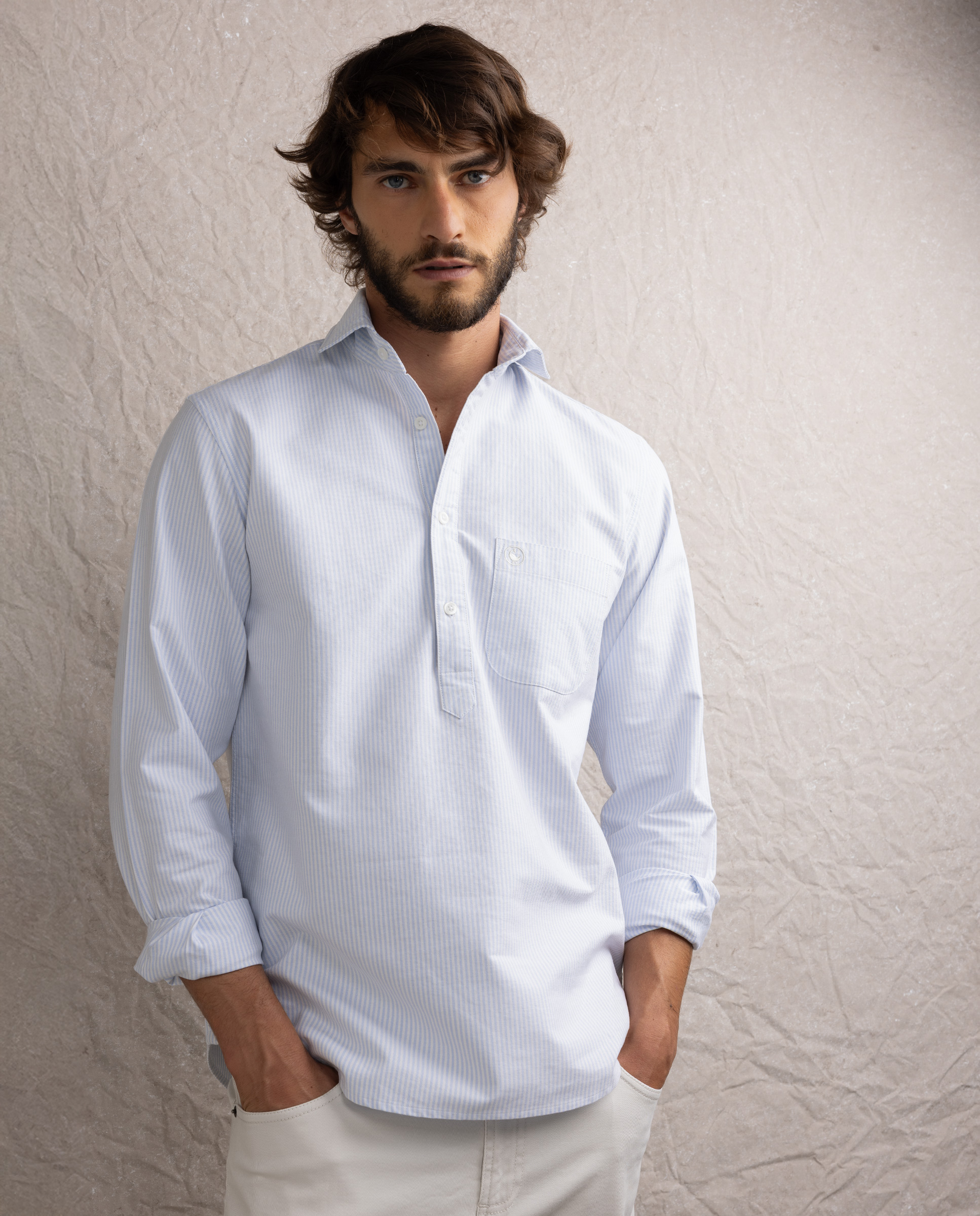 Yale Light Blue Oxford Pocket Polo Shirt