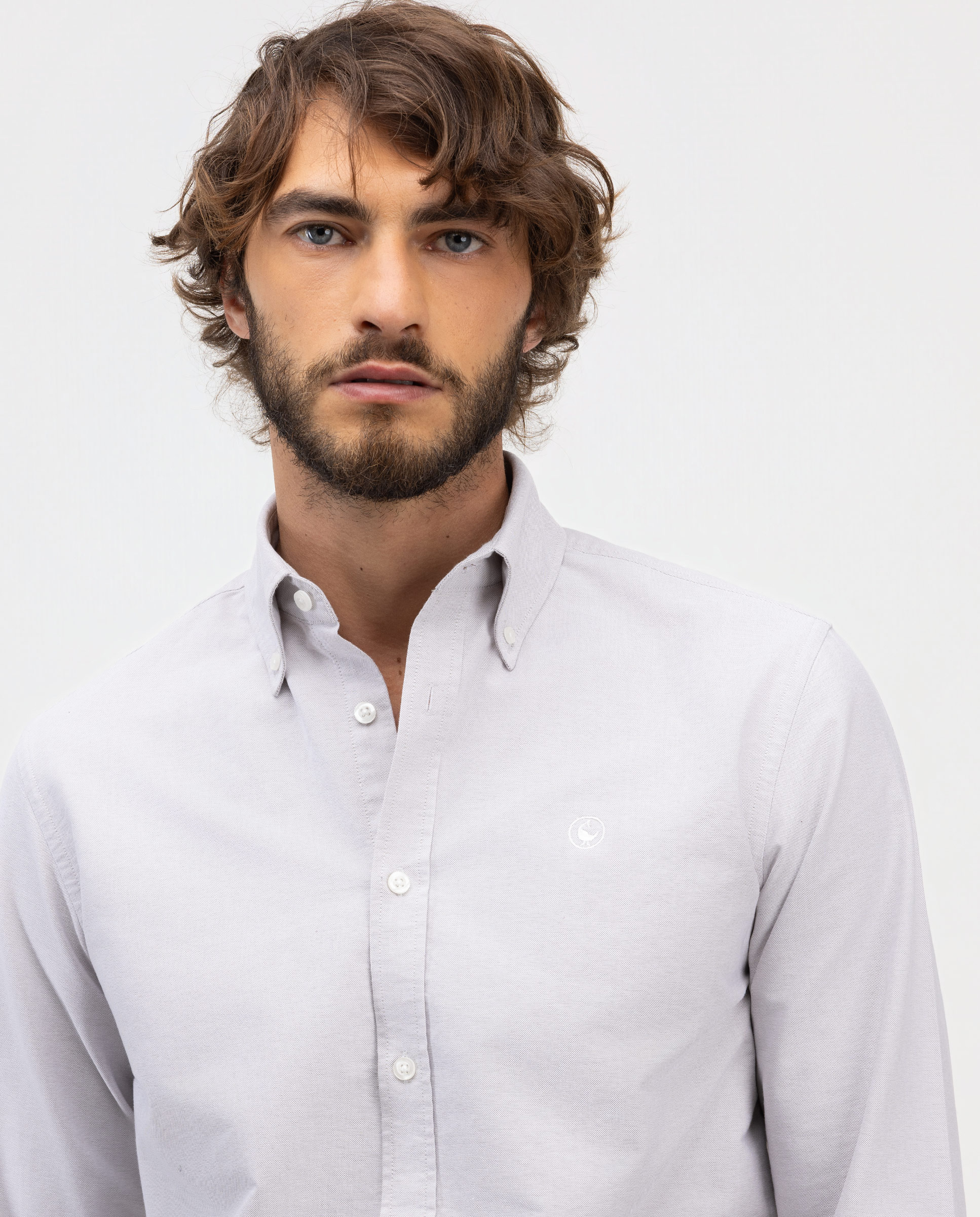 Plain Button Down Beige Oxford Shirt