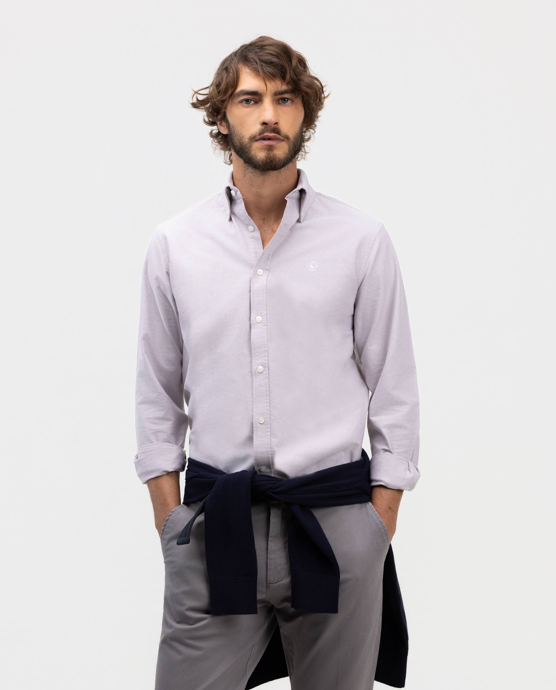 Plain Button Down Oxford Shirt Red