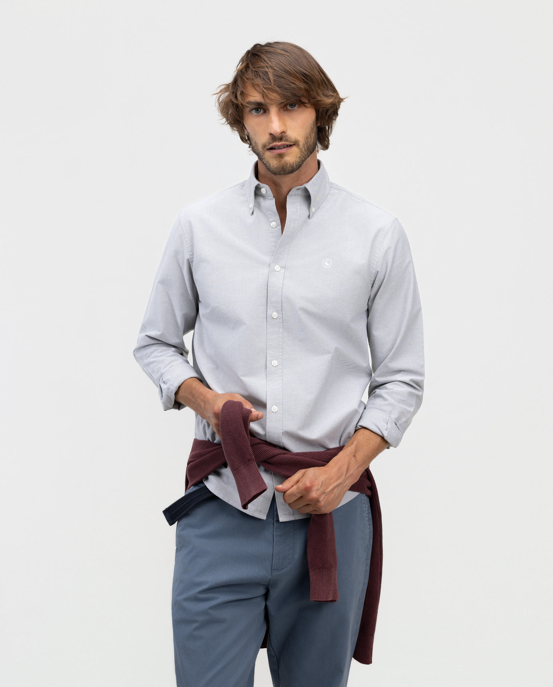 Plain Button Down Oxford Shirt Dark Green