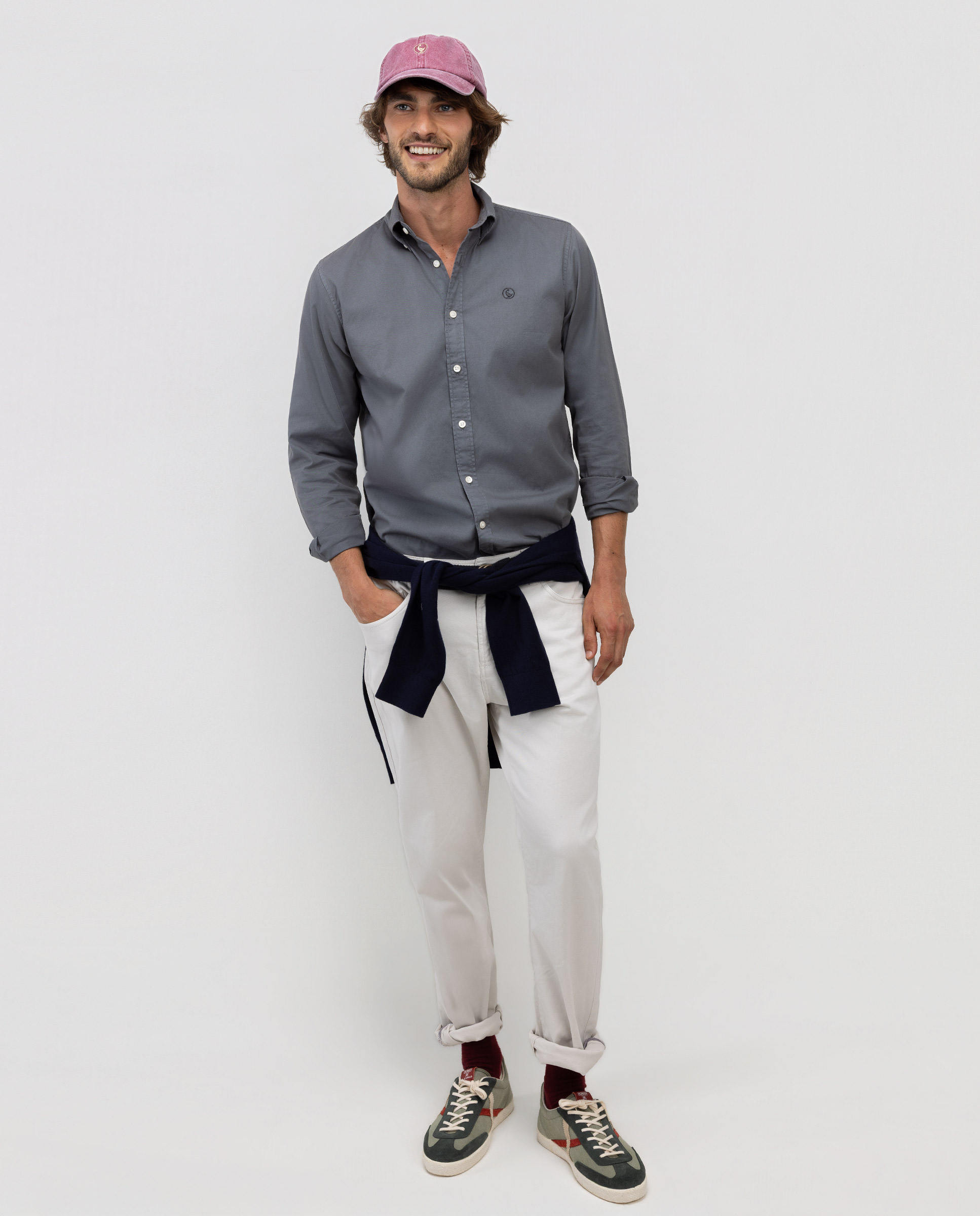 Garment Dyed Button Down Shirt Gray