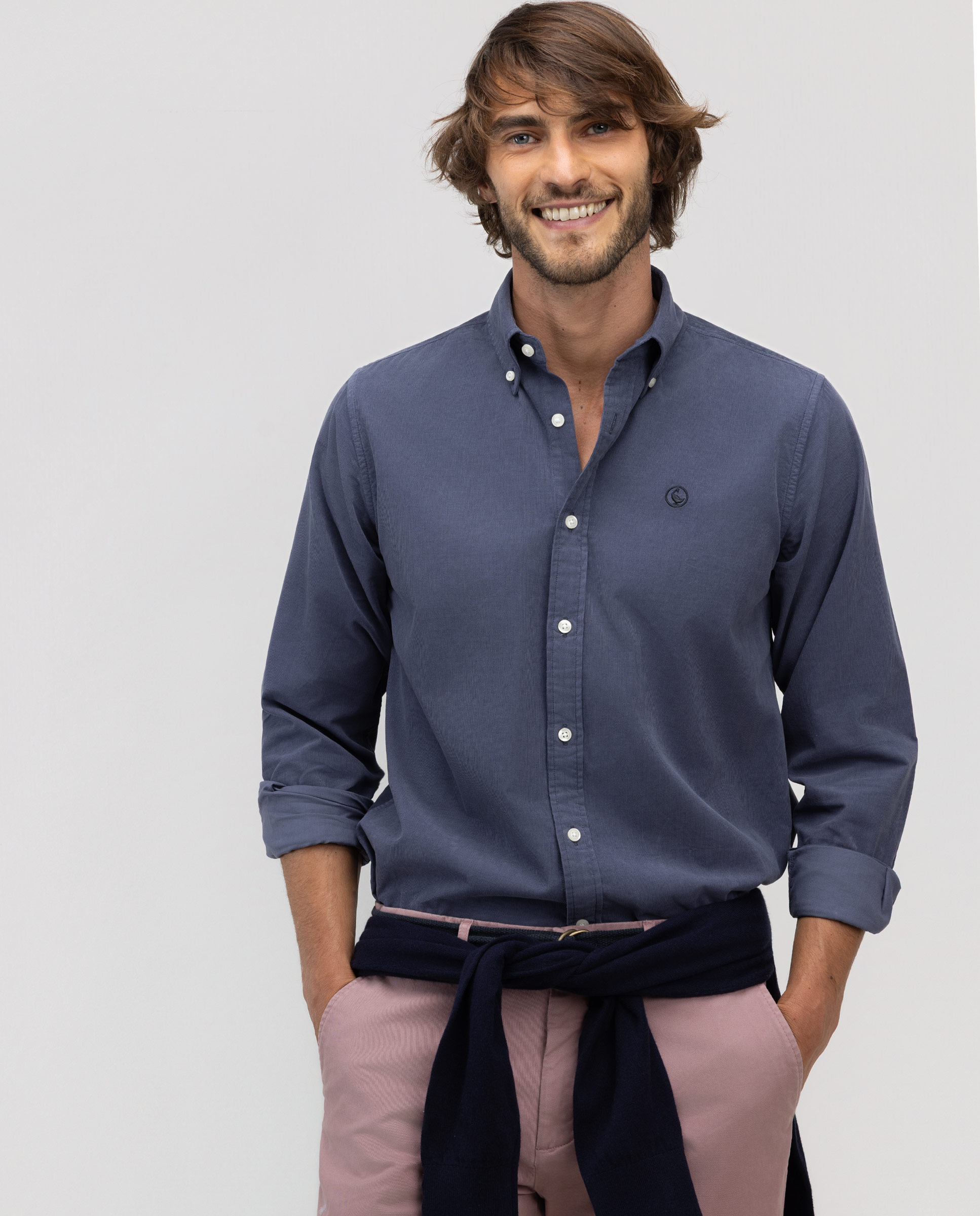 Camisa Pana Garment Dyed Button Down Marino
