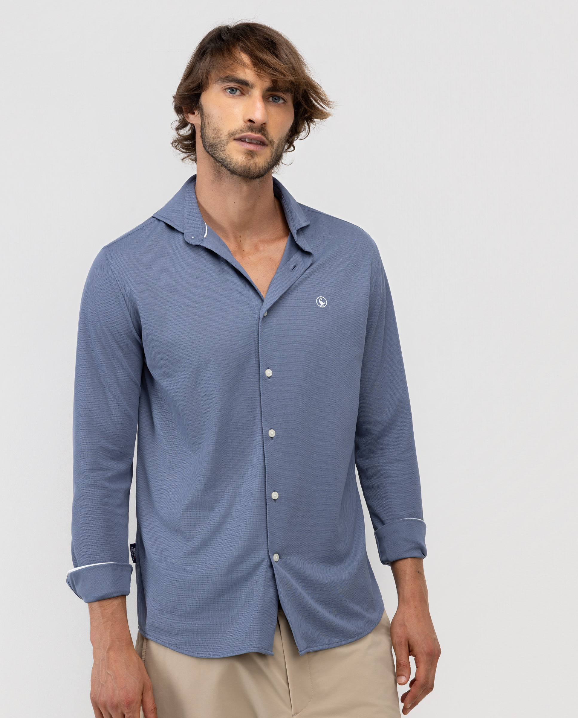 Sepia Plain Blue Shirt