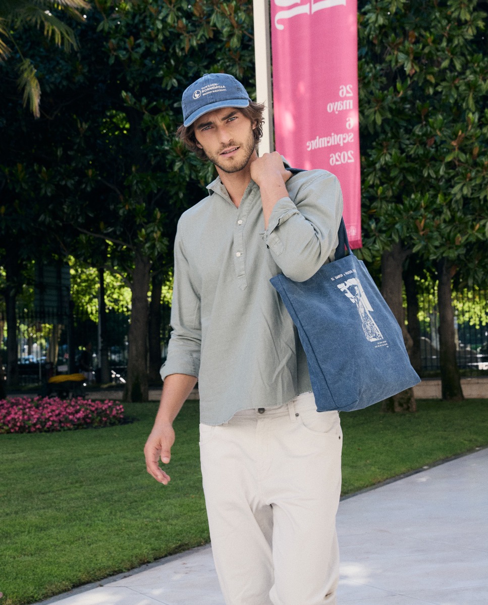 Green Cotton Linen Polo Shirt with Italian Collar
